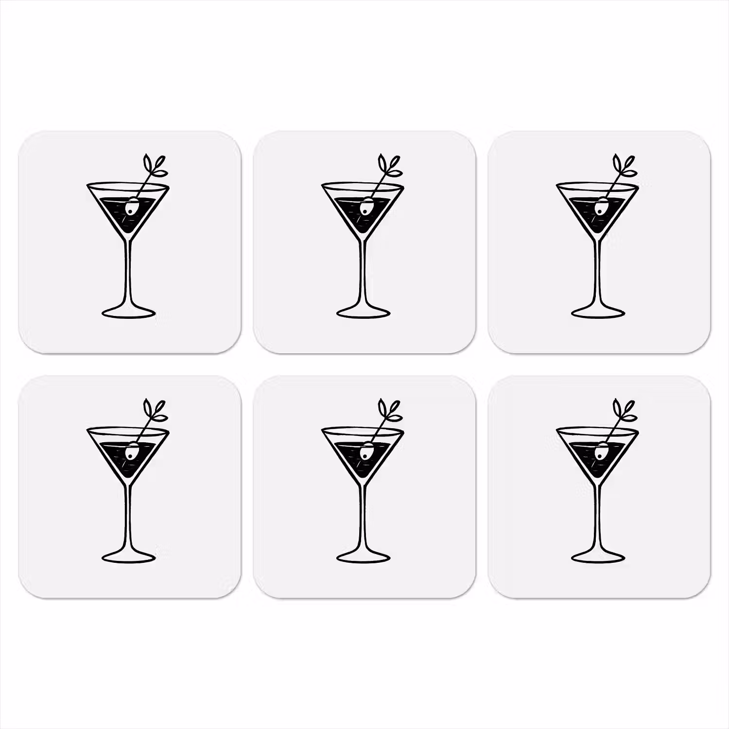 Cocktail - Glas - Olijf - Minimalistisch onderzetter kurk middel -3d