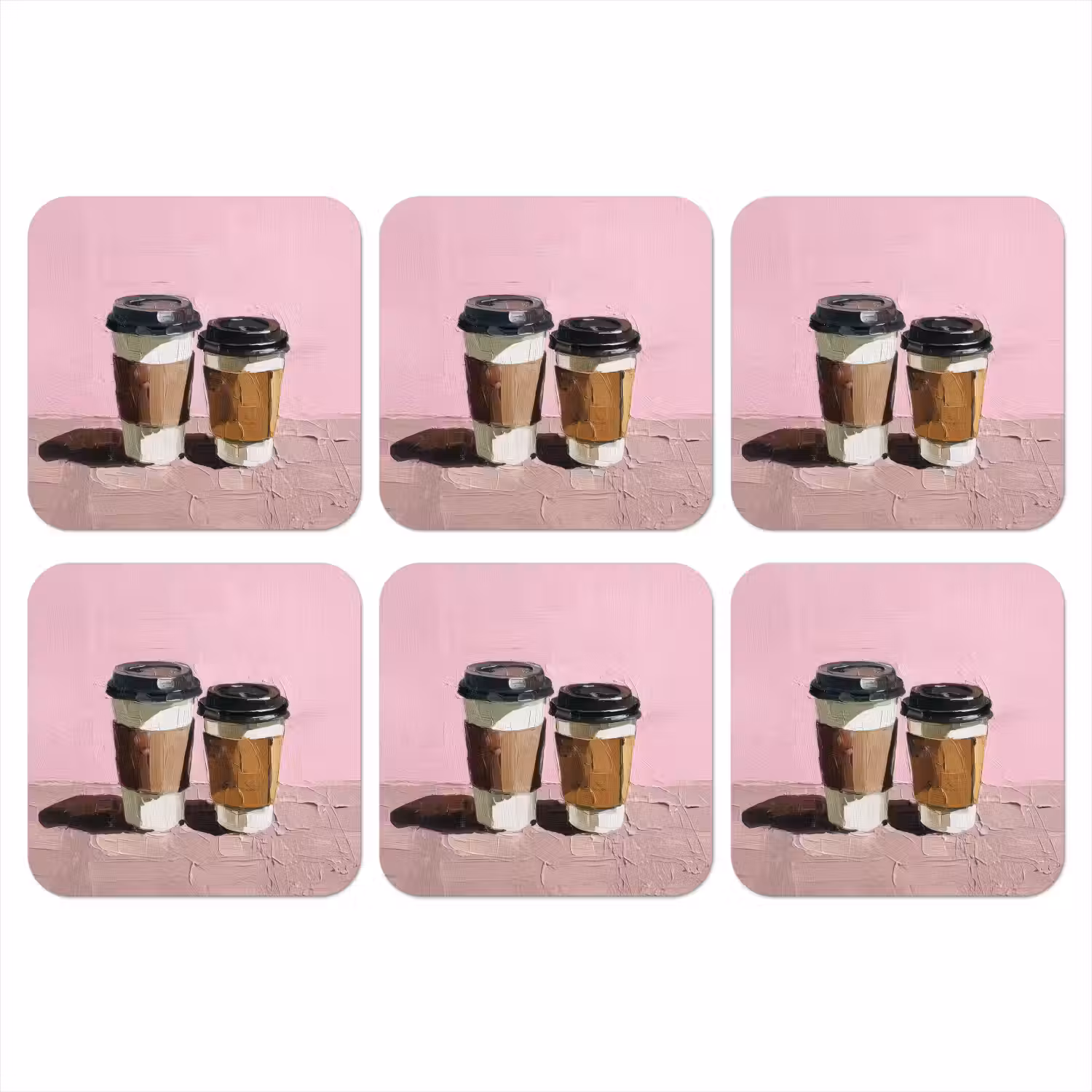 Koffiebekers - Deksel - Verf - Textuur onderzetter kurk middel -3d
