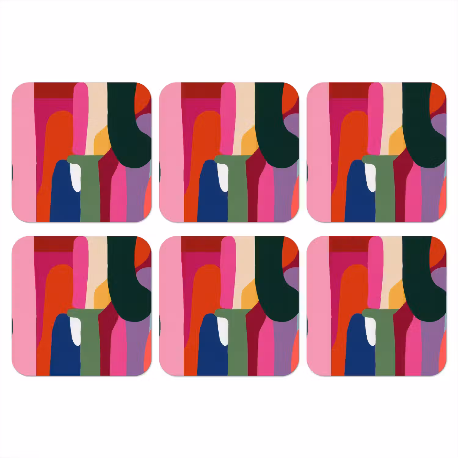 Kleurvakken - Recht - Rond - Abstract onderzetter kurk middel -3d