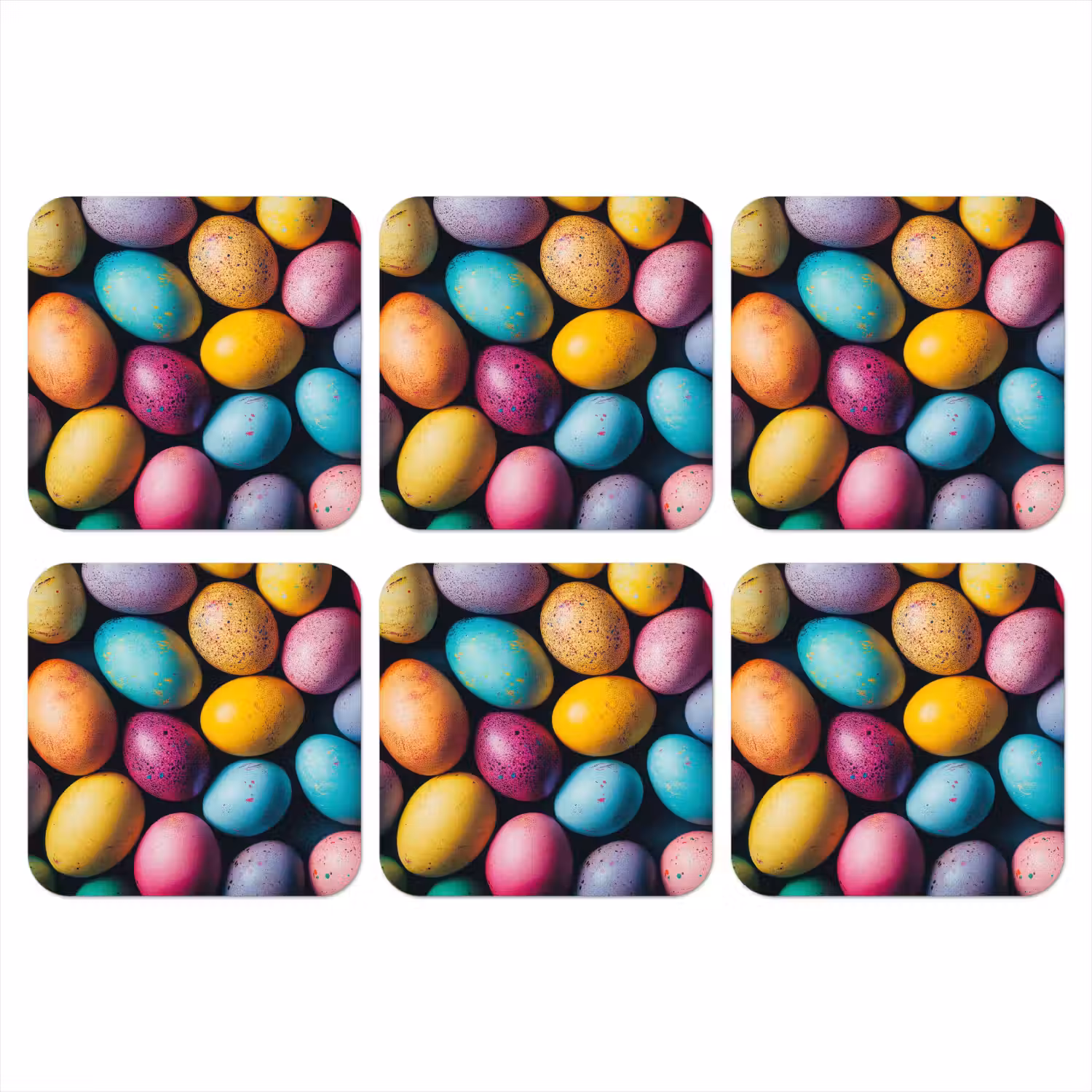 Kleurrijk - Paaseitjes - Spetters onderzetter kurk middel -3d