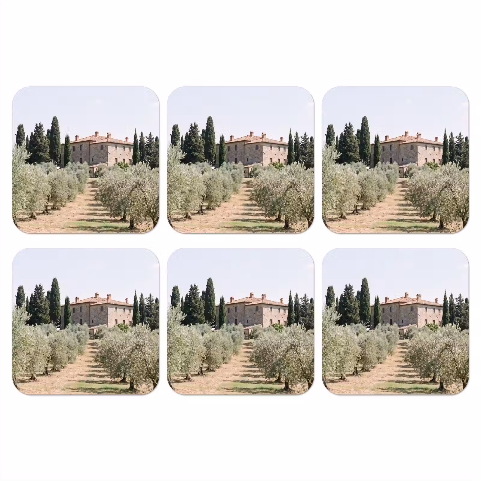 Coaster - Country house - olive tree - orchard - Landhuis - olijfboom - gaard onderzetter kurk middel