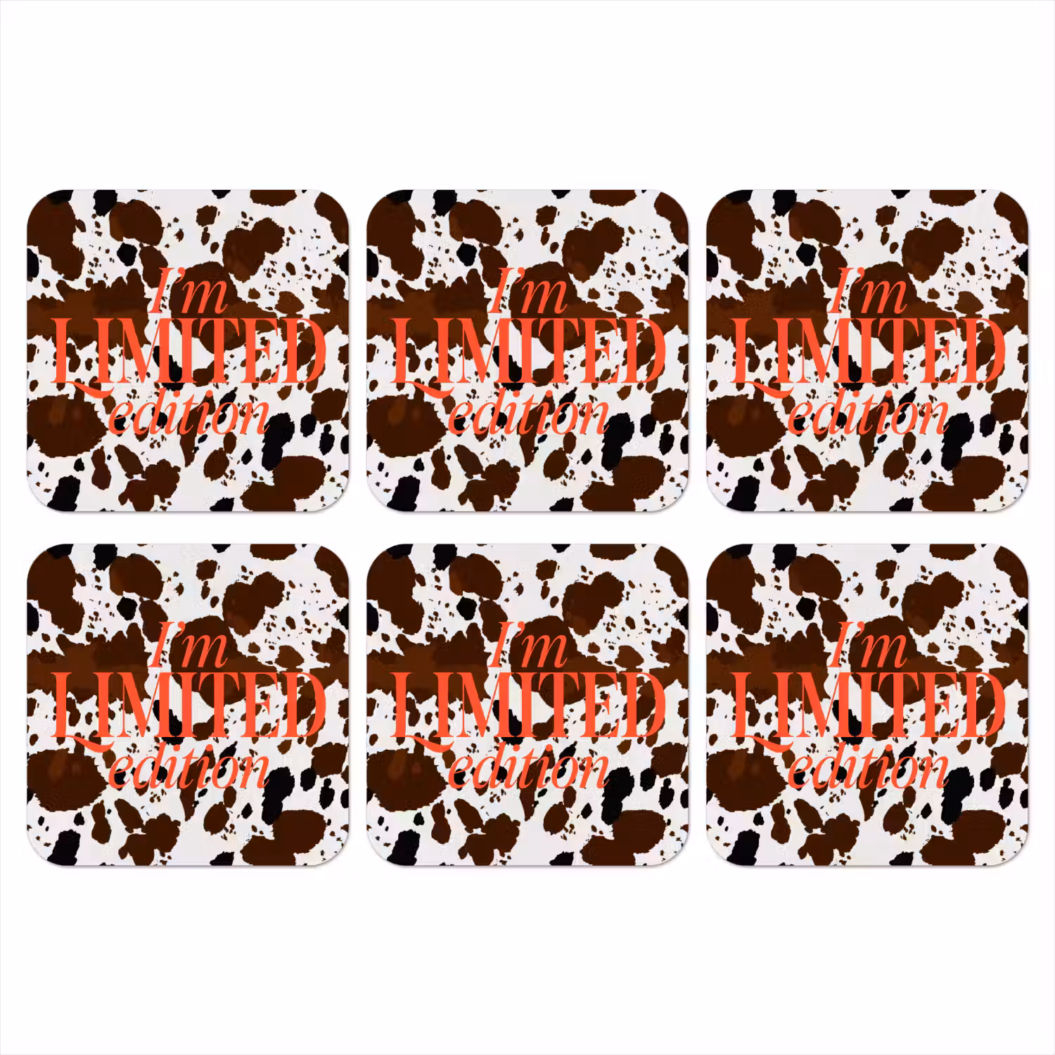 Koeienprint - Limited edition - Rood onderzetter kurk middel -3d