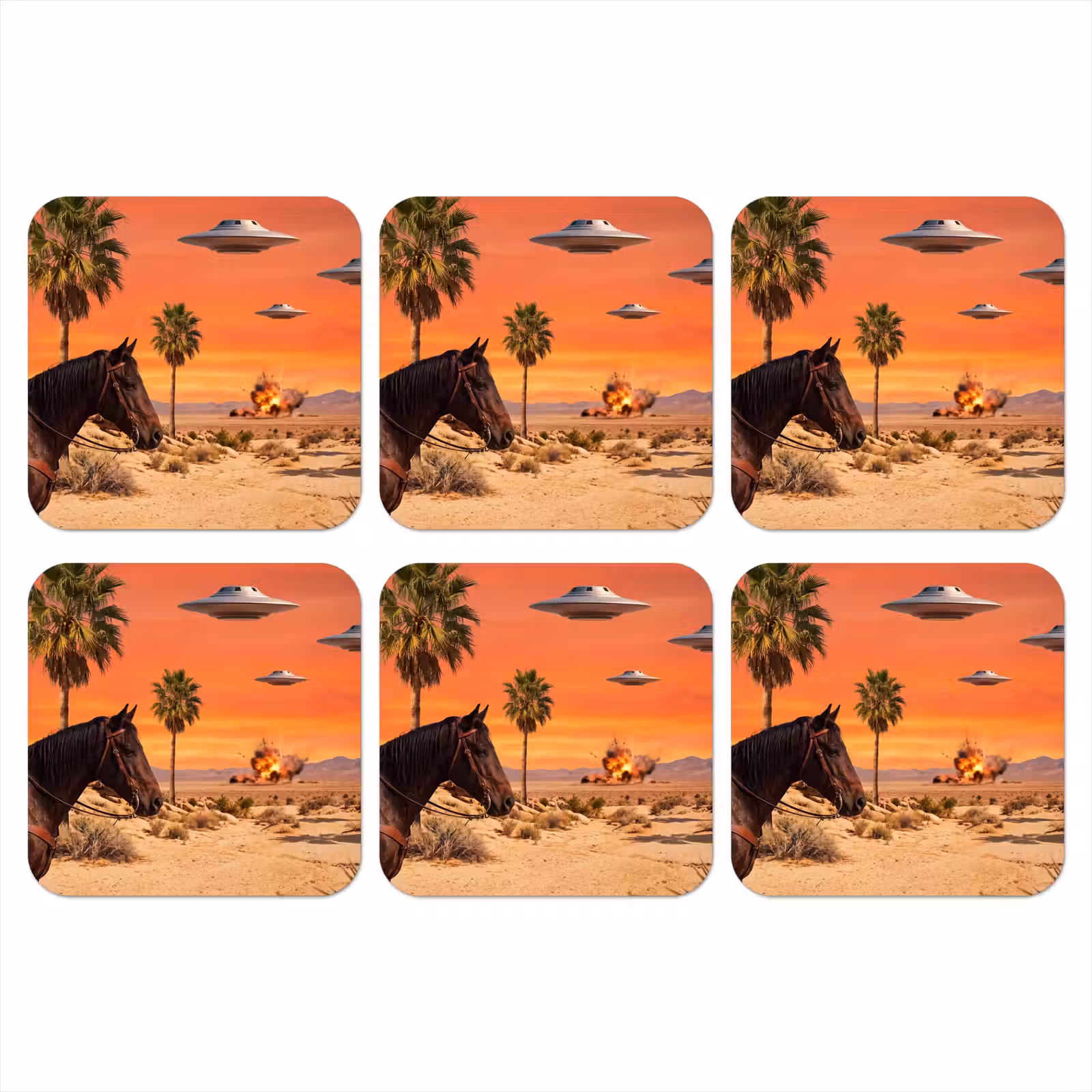 Coaster - Cowboy - Horse - Desert - Cowboy - Paard - Woestijn onderzetter kurk middel