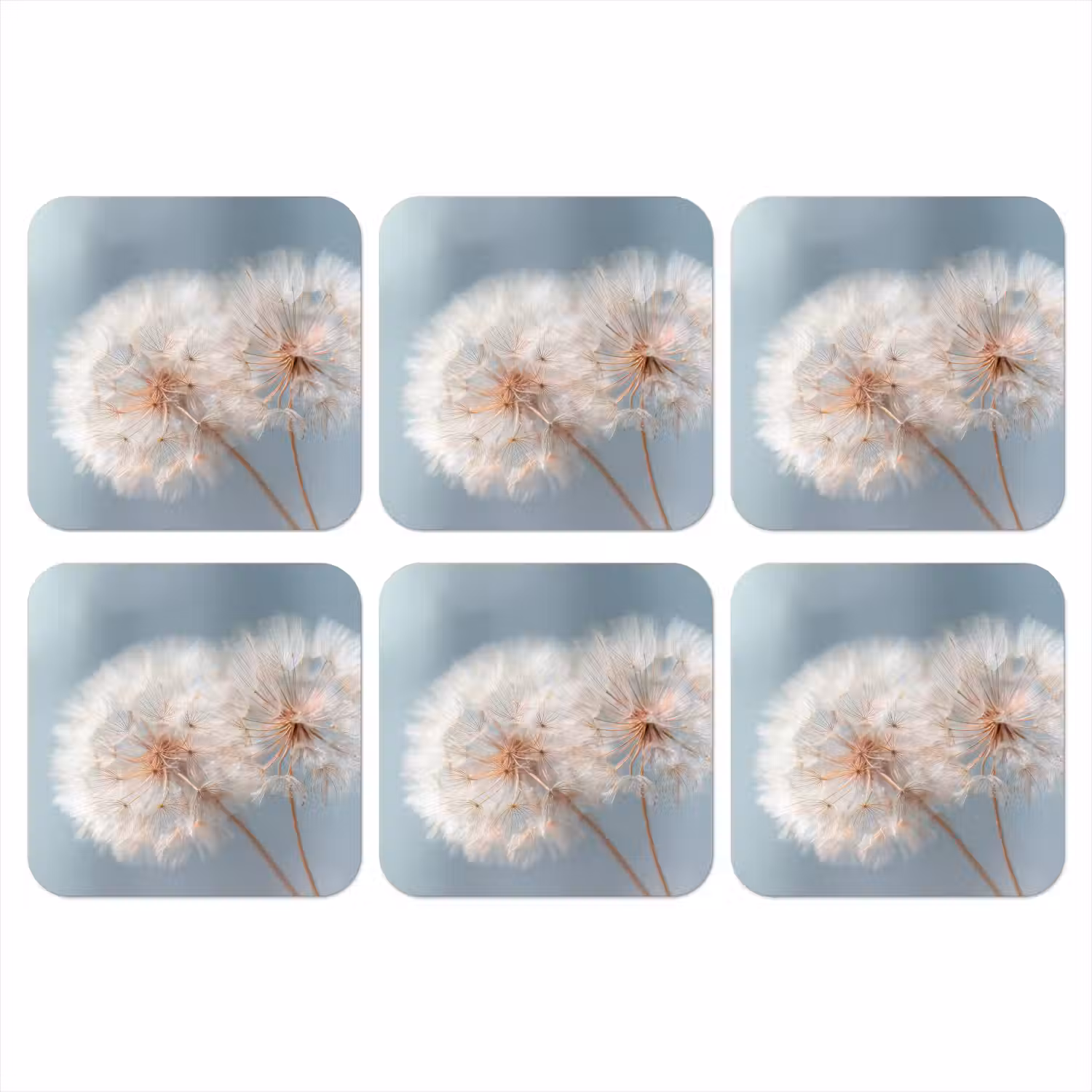 Paardenbloemen - Pluisjes - Wit onderzetter kurk middel -3d