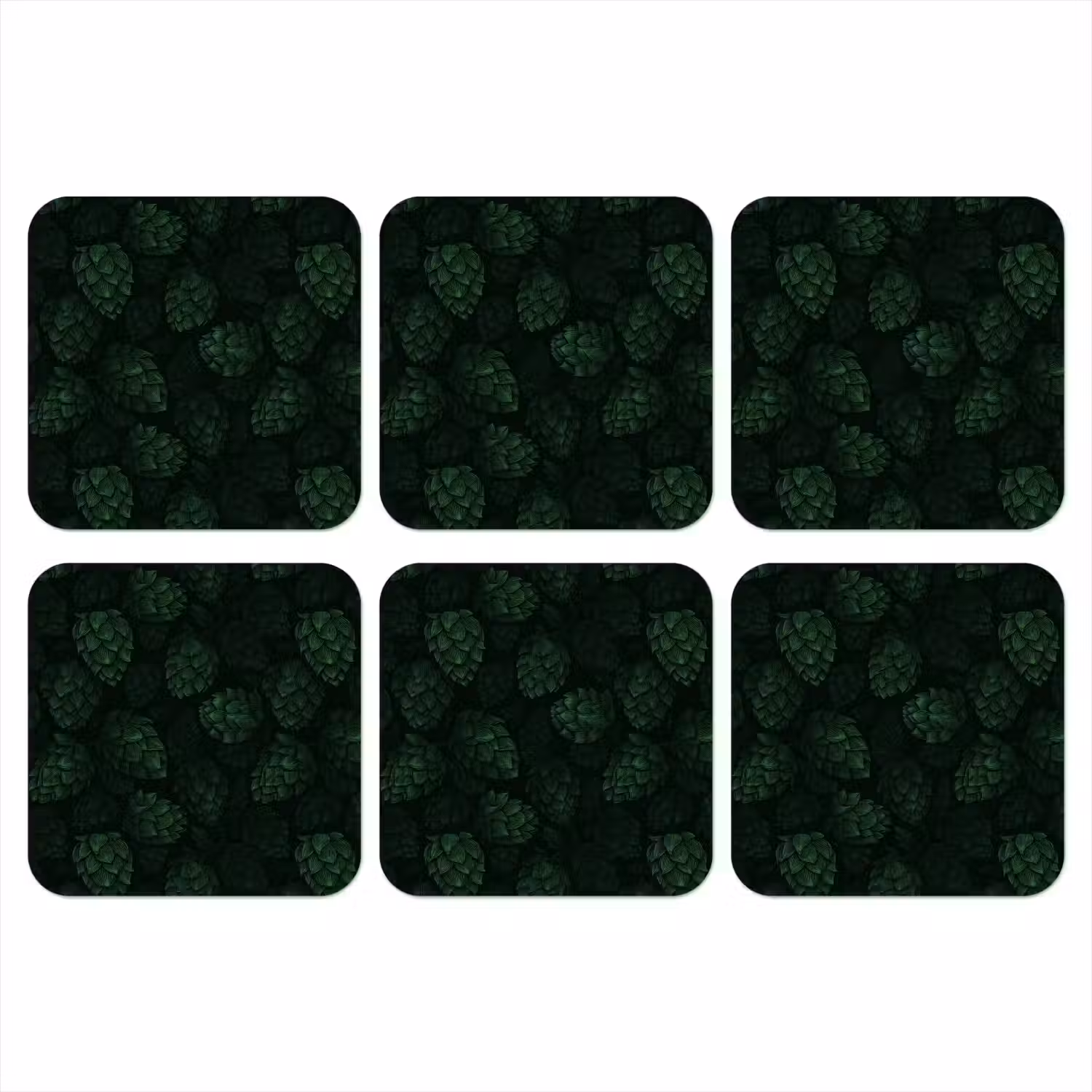 Donker - Groen - Hopbellen - Botanisch - Illustratie onderzetter kurk middel 366 -3d