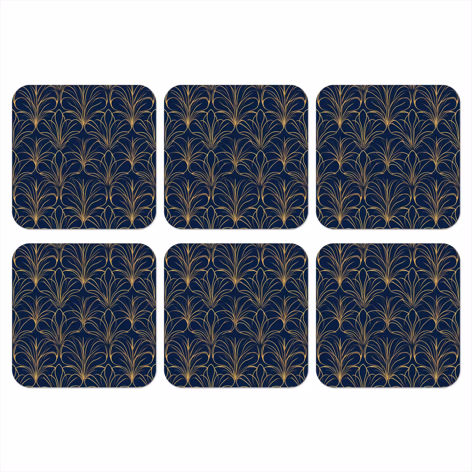 Deco - Waaier - Blauw onderzetter kurk middel 366 -3d
