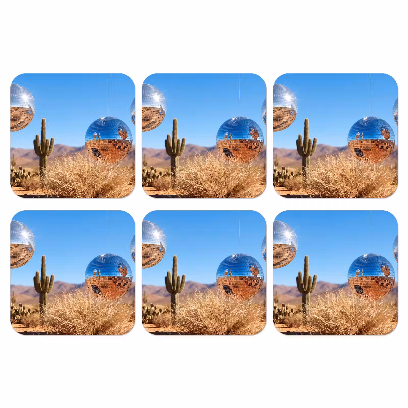 Coaster - Desert - Mirror Ball - Art - Woestijn - Spiegelbal - Kunst onderzetter kurk middel