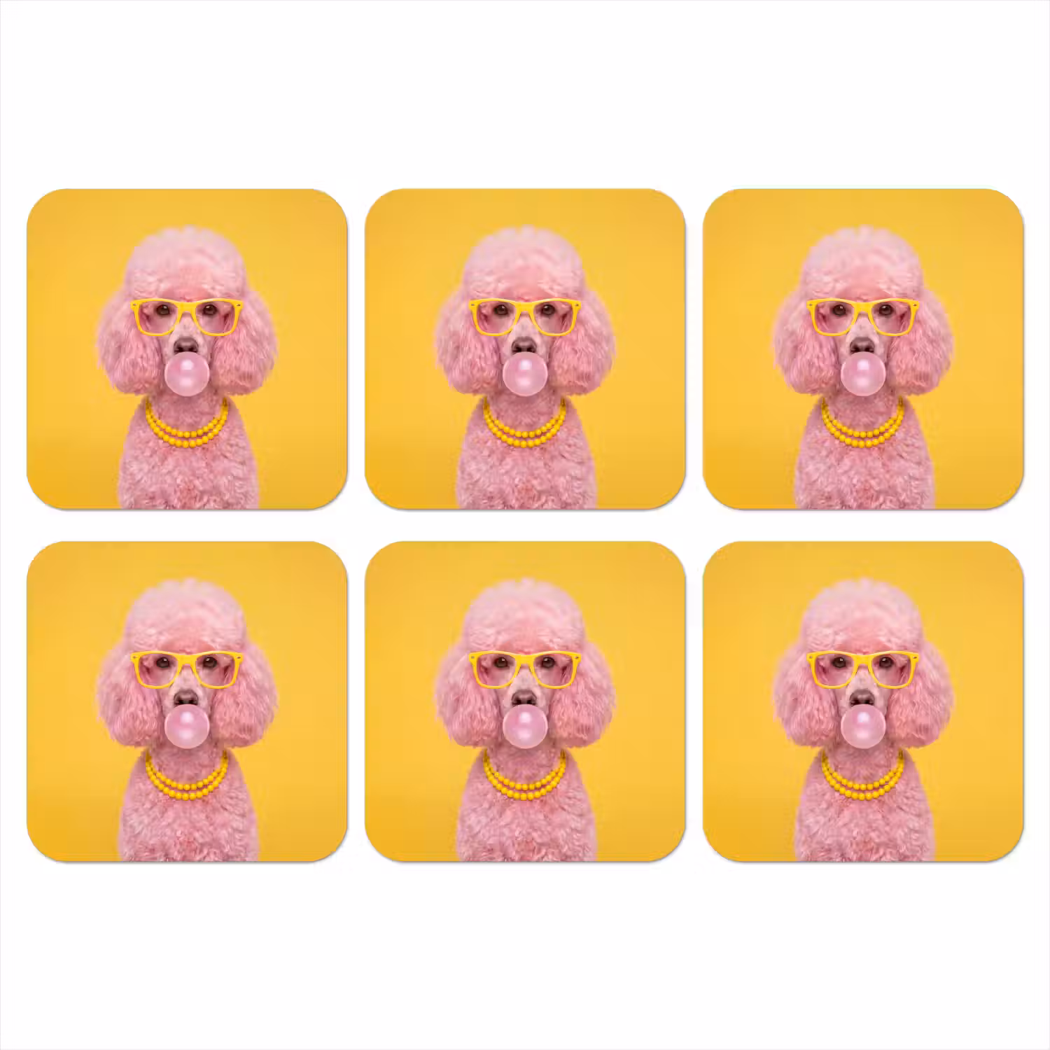 Hond - Kauwgum - Dieren - Modern - Roze onderzetter kurk middel -3d