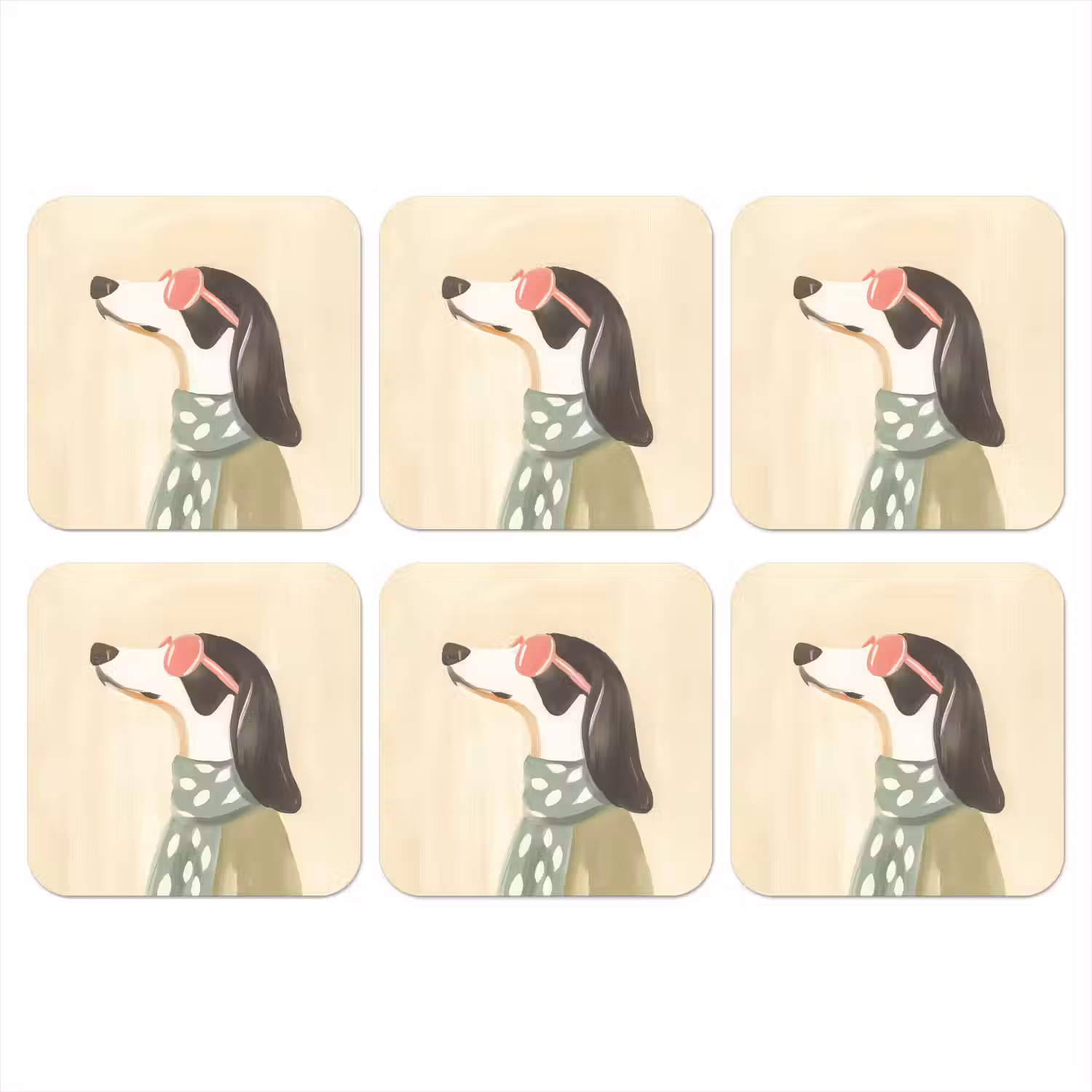 Hond - Zonnebril - Sjaal onderzetter kurk middel -3d