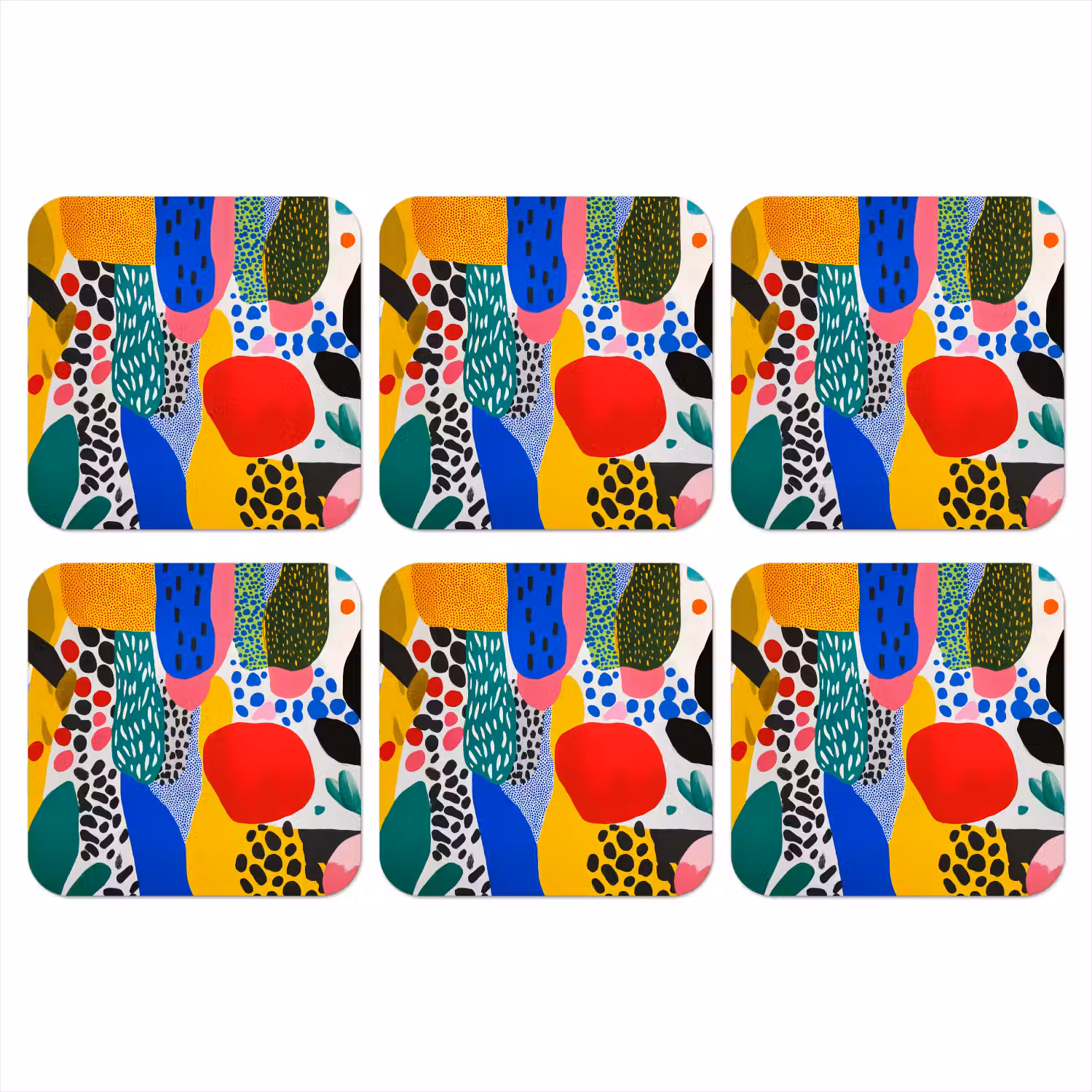 Stippen - Vormen - Modern - Kleuren onderzetter kurk middel -3d