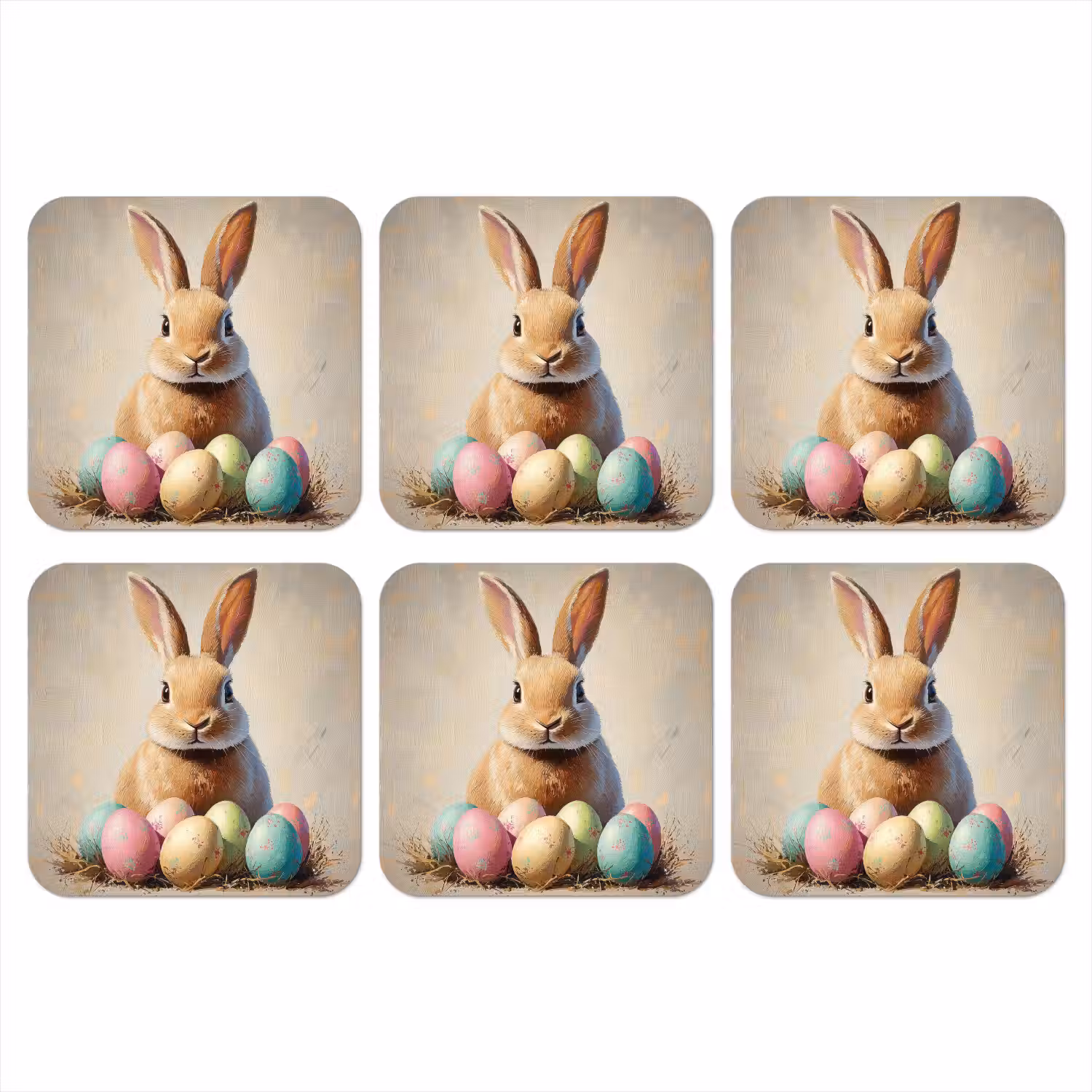 Paashaas - Pastel - Eieren onderzetter kurk middel -3d