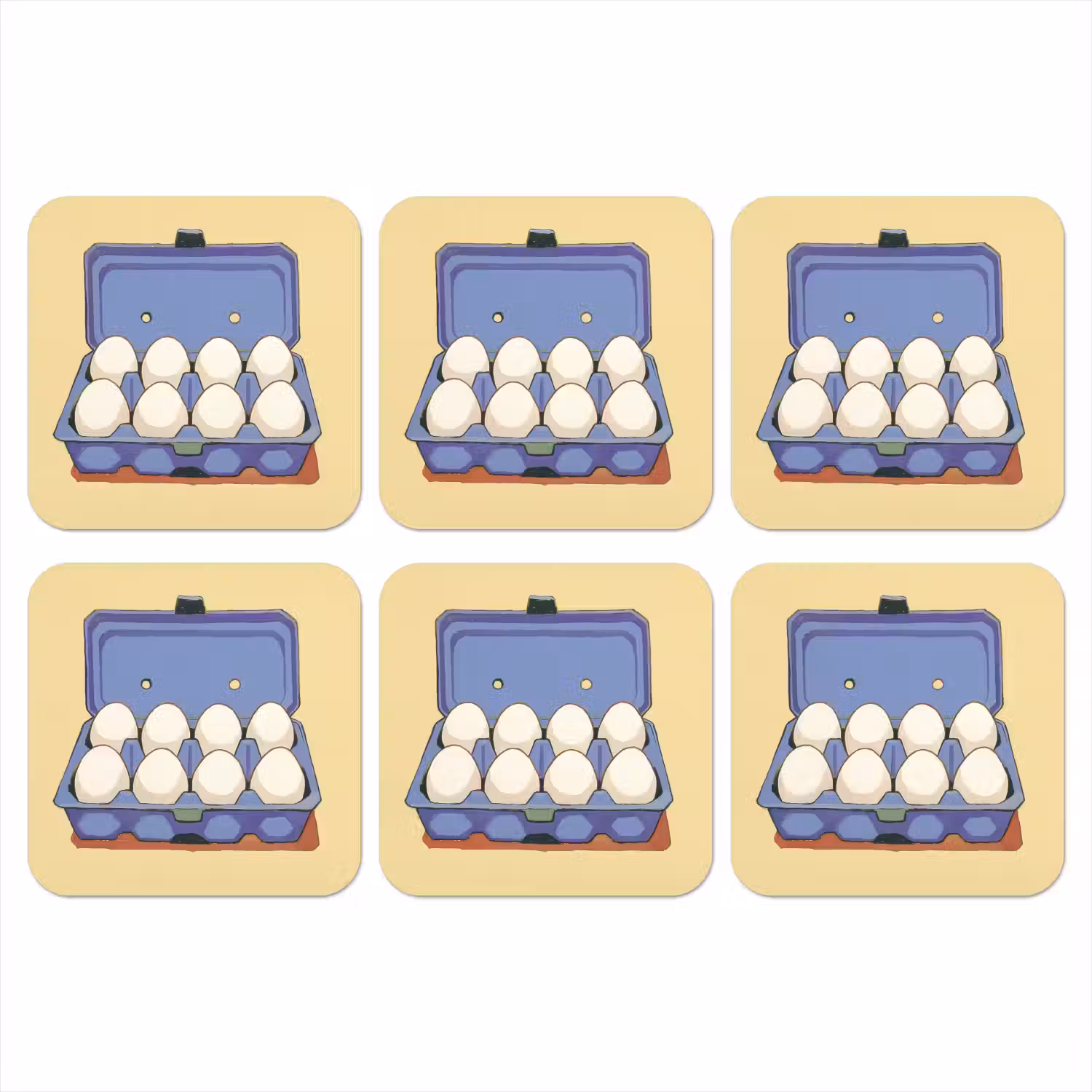 Eieren - Doos - Minimalistisch - Blauw onderzetter kurk middel -3d