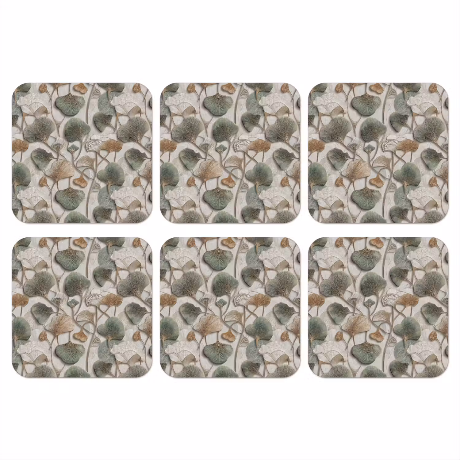 Elegant - Bladeren - Groen onderzetter kurk middel 366 -3d