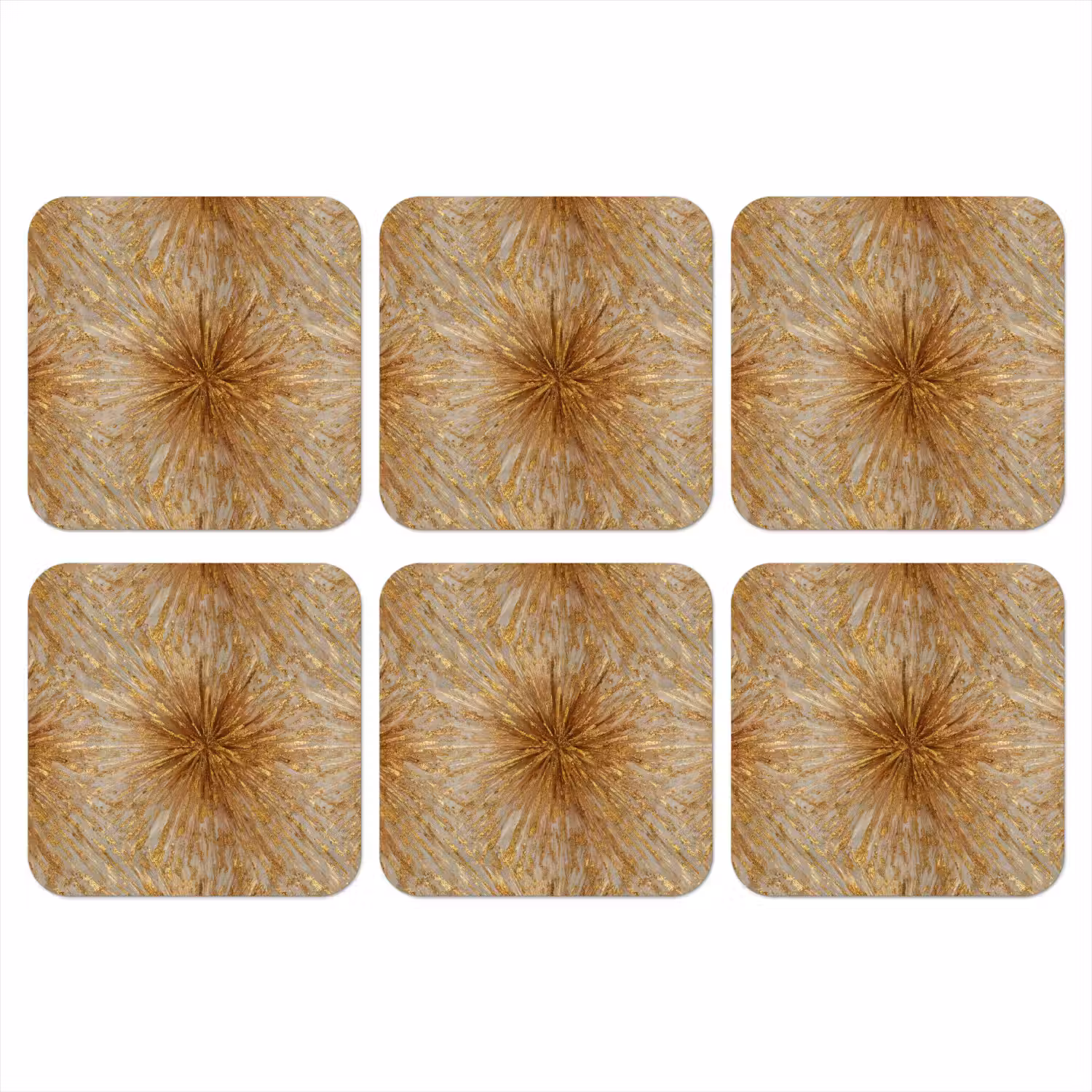 Explosie - Abstract - Goud - Wit onderzetter kurk middel 366 -3d