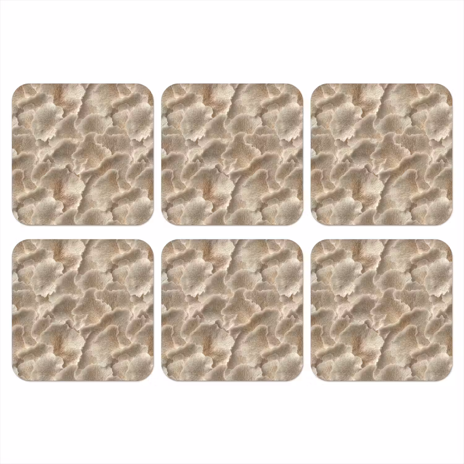 Waaierstructuren - Beige - Vezeltextuur onderzetter kurk middel 366 -3d