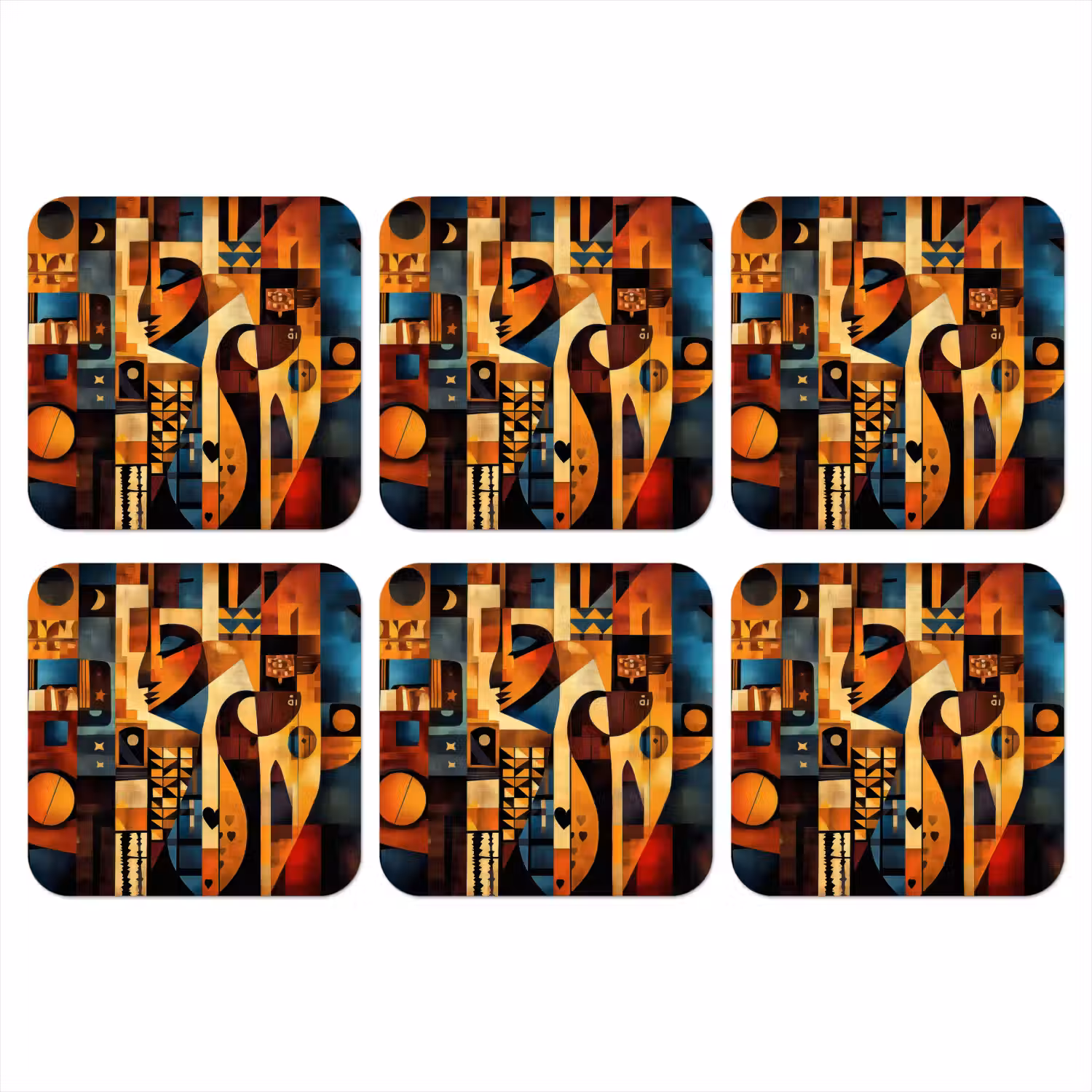 Figuren - Abstract - Symbolen onderzetter kurk middel -3d