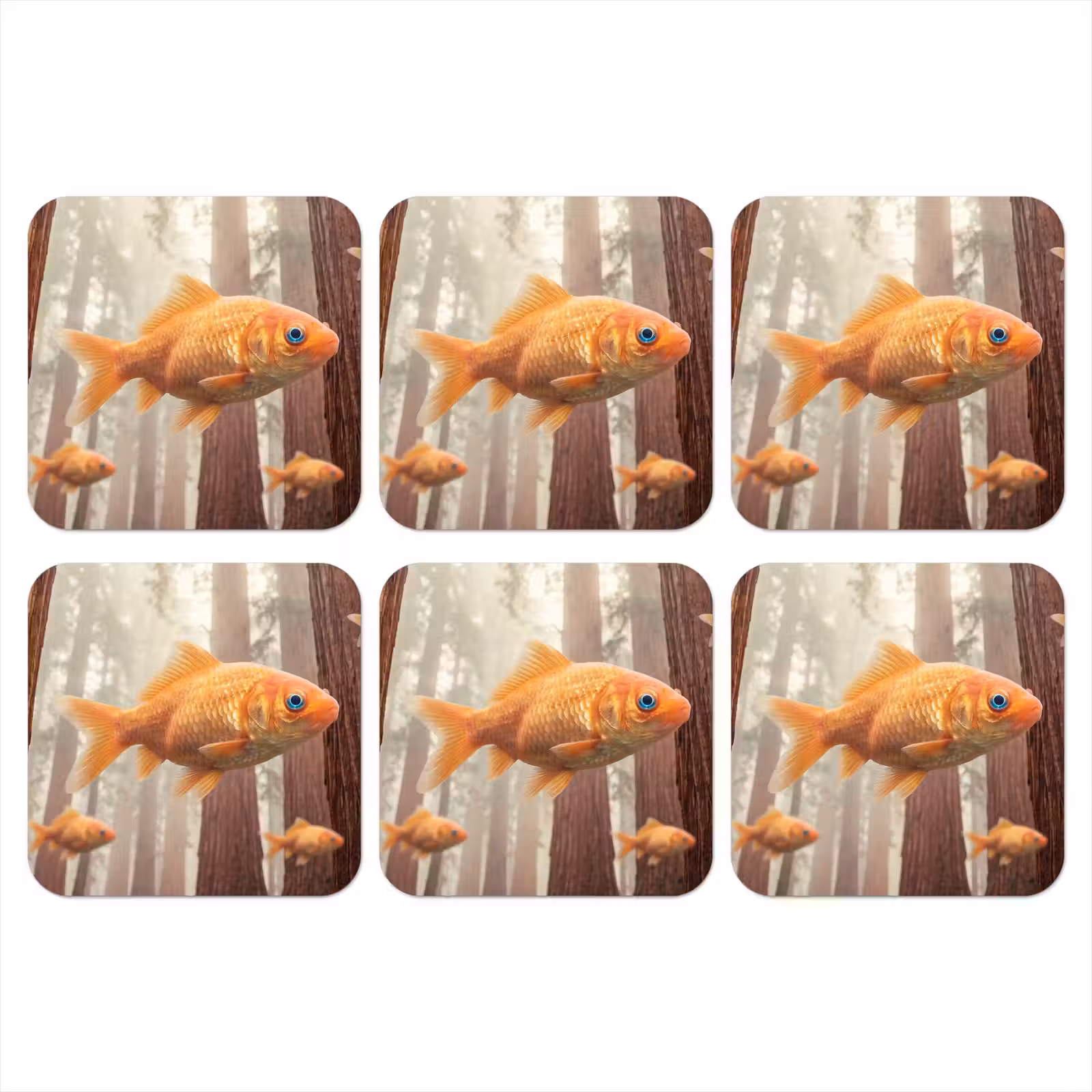 Coaster - Fish - Forest - Fantasy - Vis - Bos - Fantasie onderzetter kurk middel