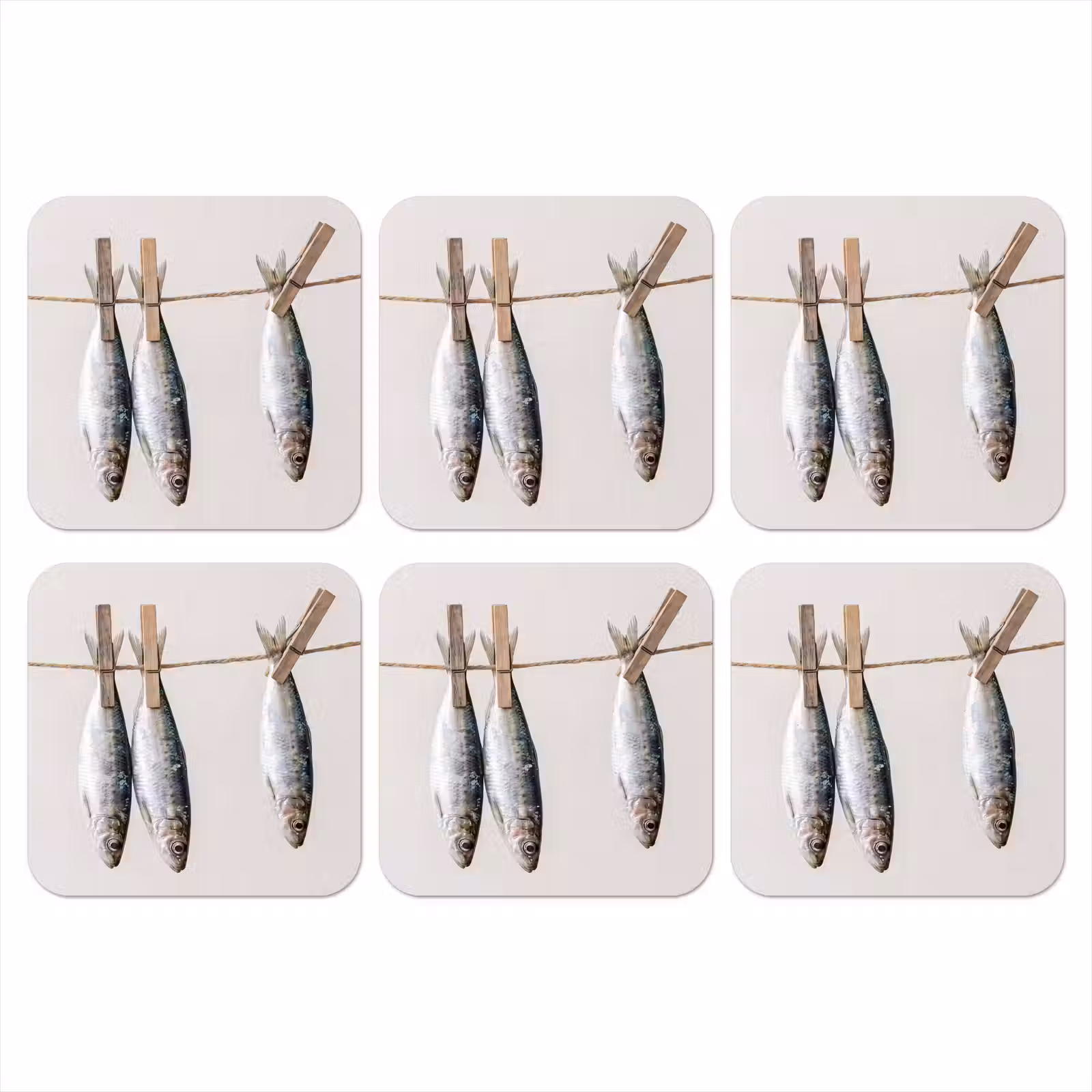 Coaster - Fish - Hanging - Food - Vis - Hangend - Eten onderzetter kurk middel