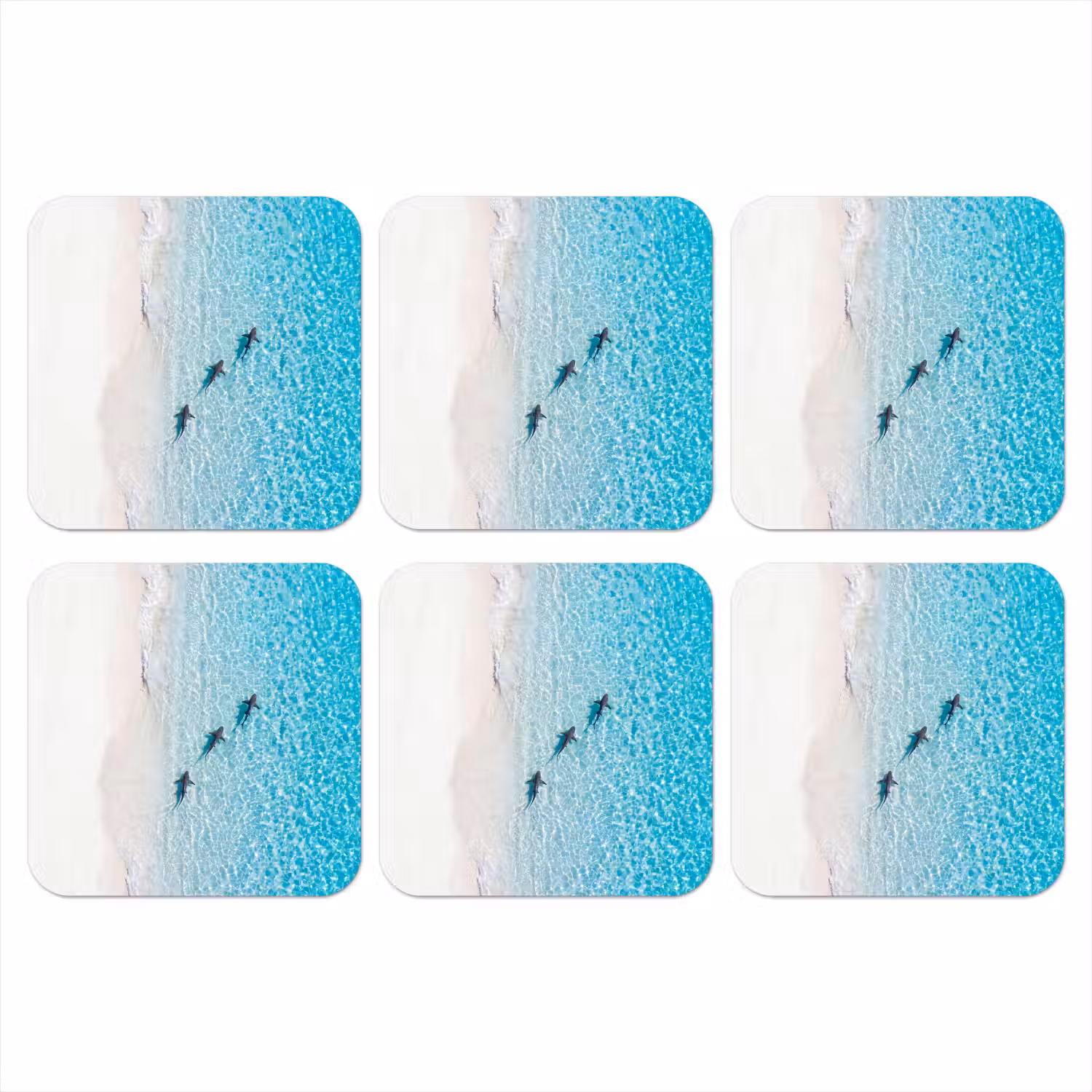 Vis - Oceaan - Strand - Turquoise - Natuur onderzetter kurk middel -3d
