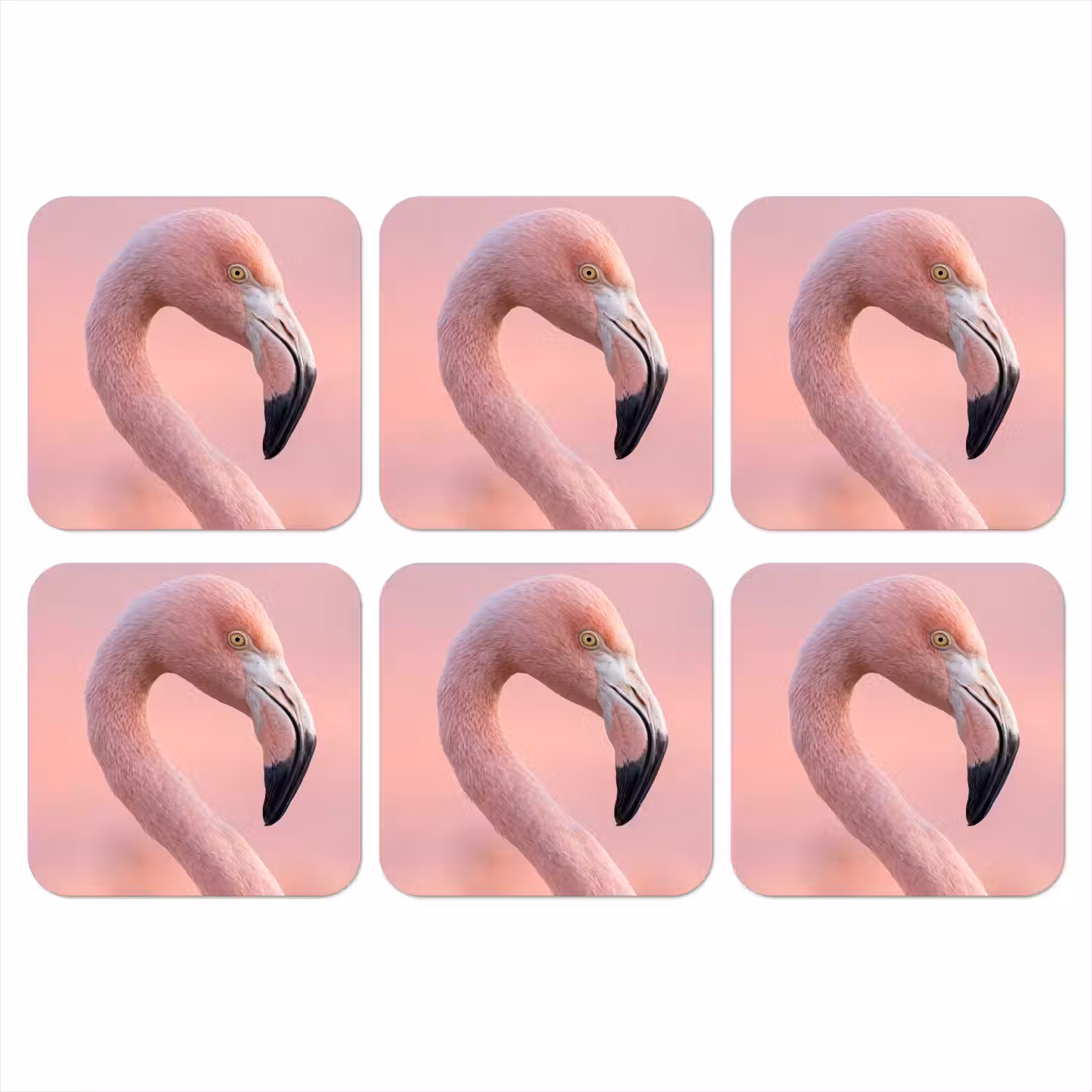 Flamingo - Portret - Roze onderzetter kurk middel -3d