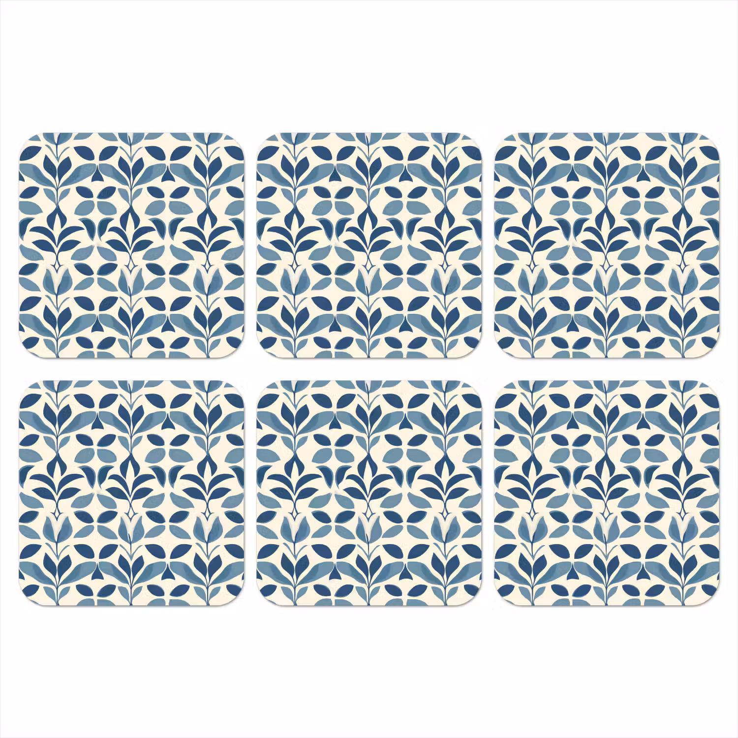 Flora - Modern - Blauw onderzetter kurk middel 366 -3d