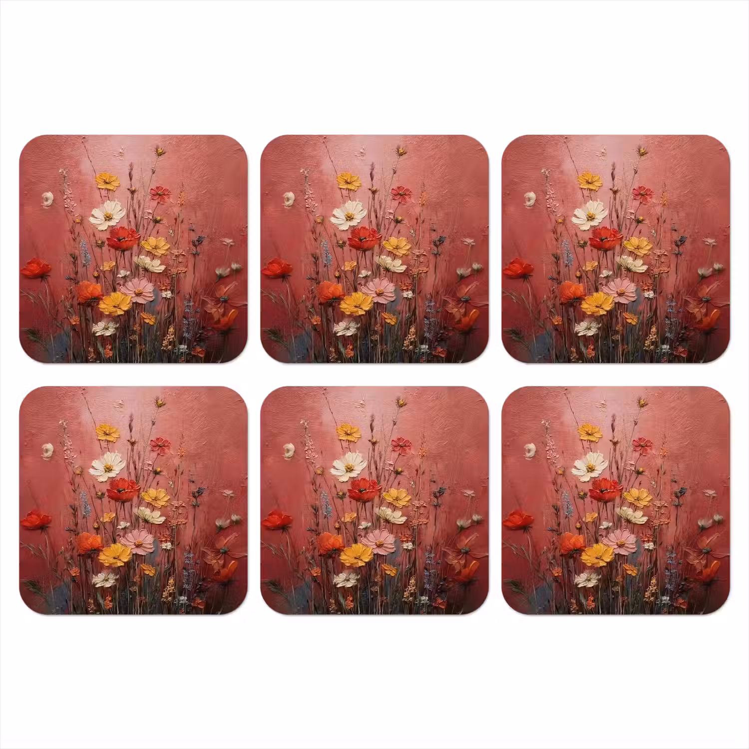 Bloemenboeket - Diepte - Tastbare textuur onderzetter kurk middel -3d