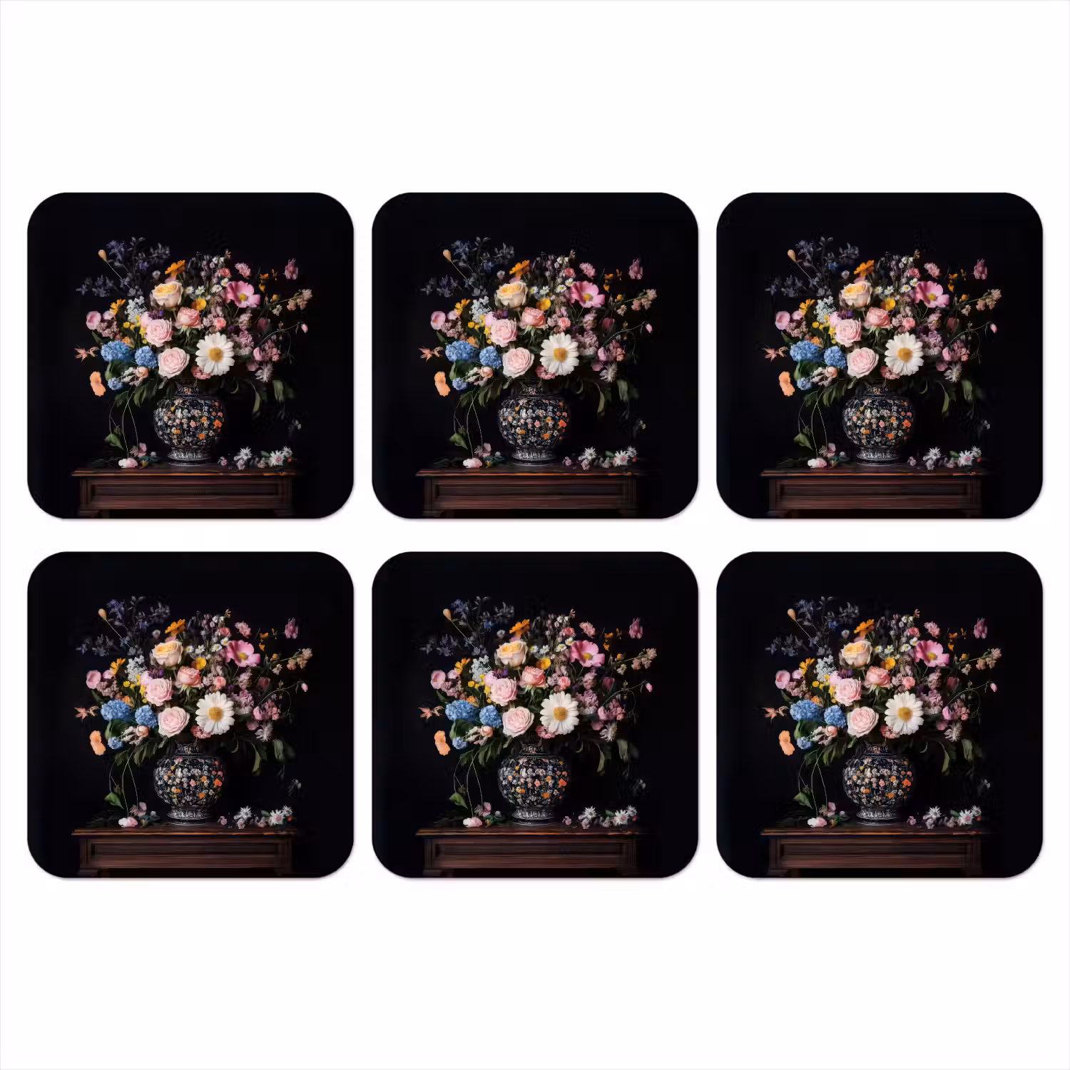 Bloemenvaas - Hout - Bloemen - Boeket onderzetter kurk middel -3d