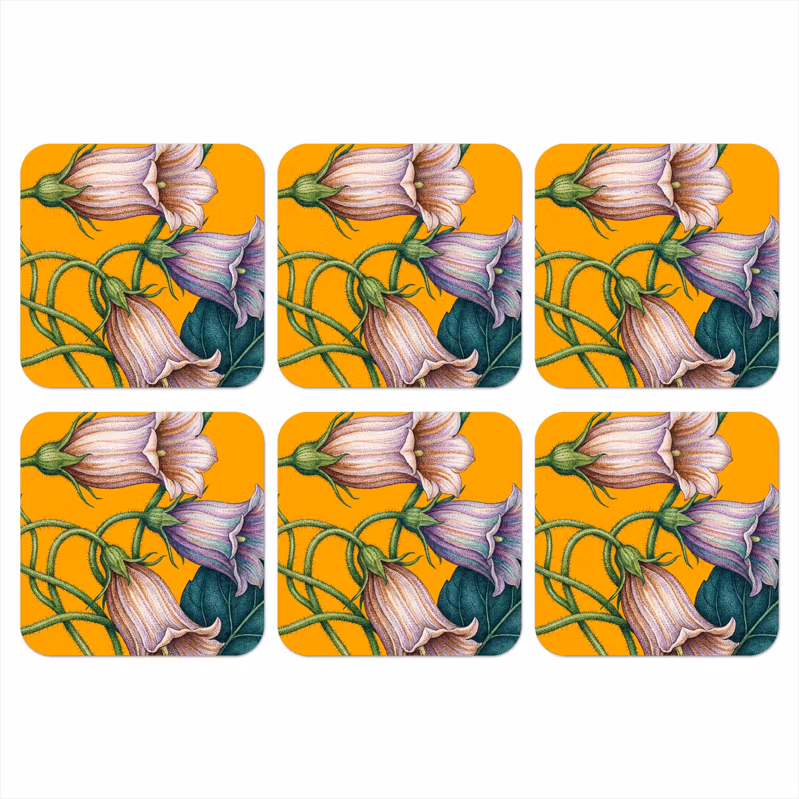 Coaster - Flowers - Botanical - Yellow - Bloemen - Botanisch - Geel onderzetter kurk middel