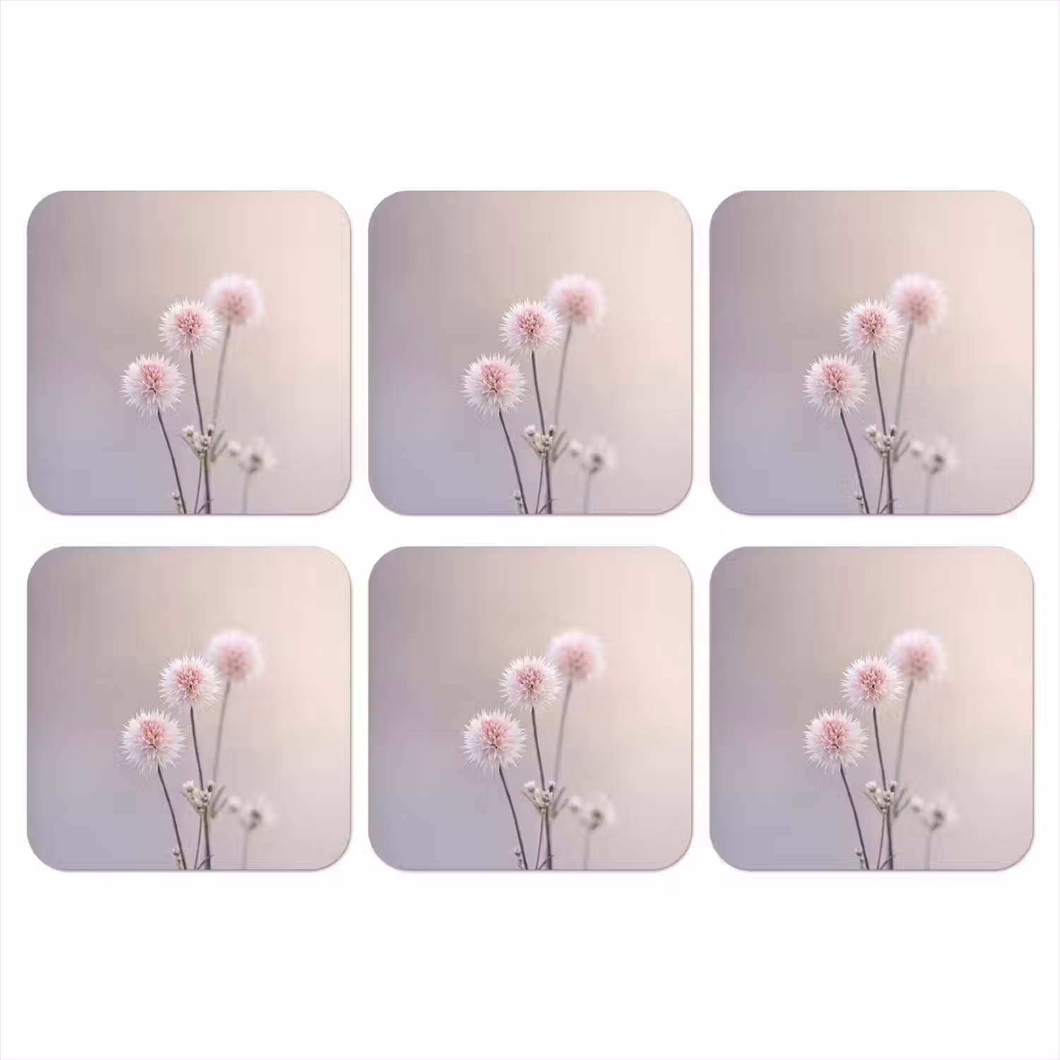 Bloemen - Bollen - Roze onderzetter kurk middel -3d
