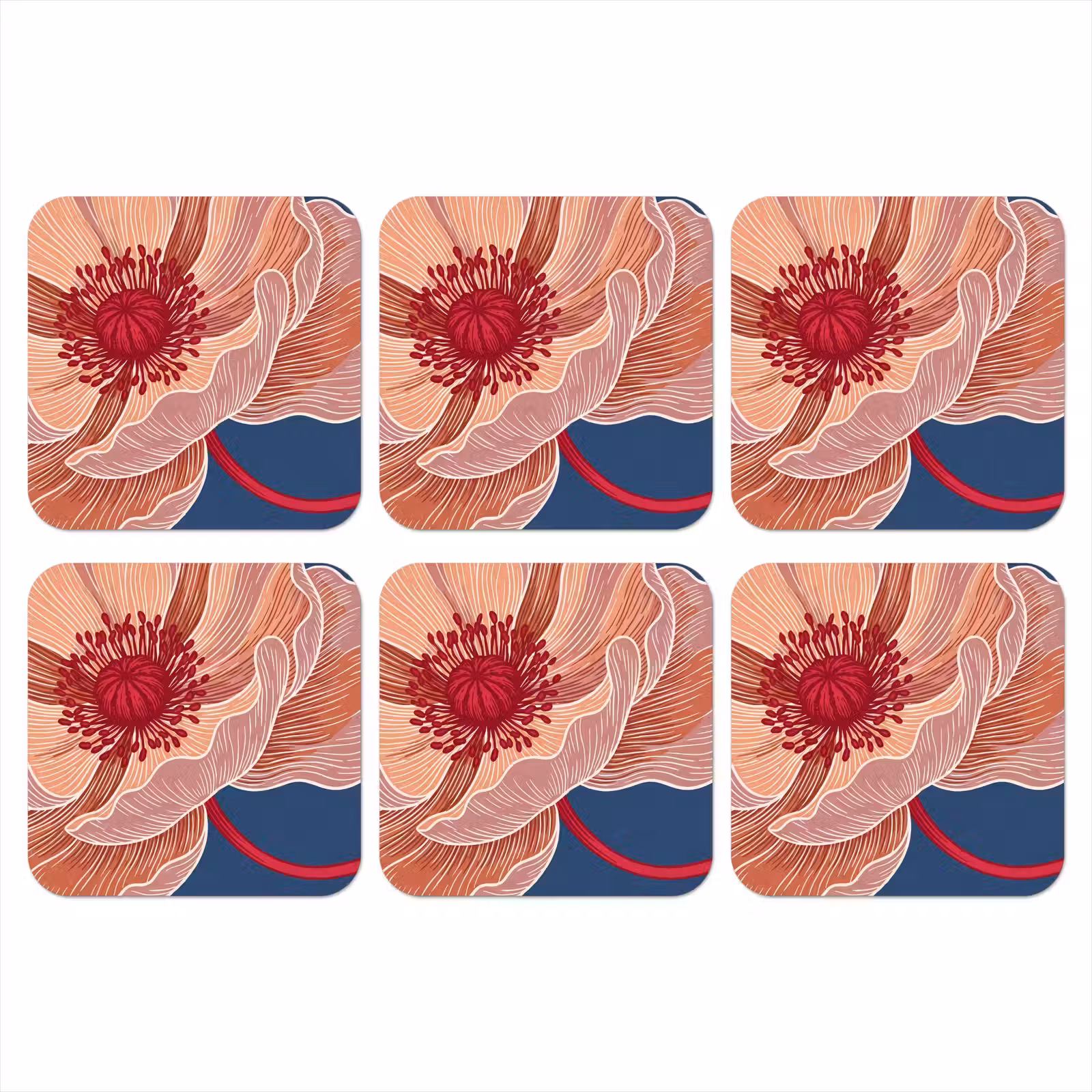 Coaster - Flowers - Modern - Abstract - Bloemen - Modern - Abstract onderzetter kurk middel