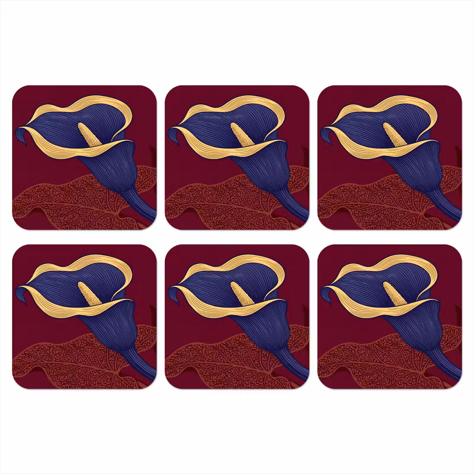 Coaster - Flowers - Modern - Purple - Bloemen - Modern - Paars onderzetter kurk middel