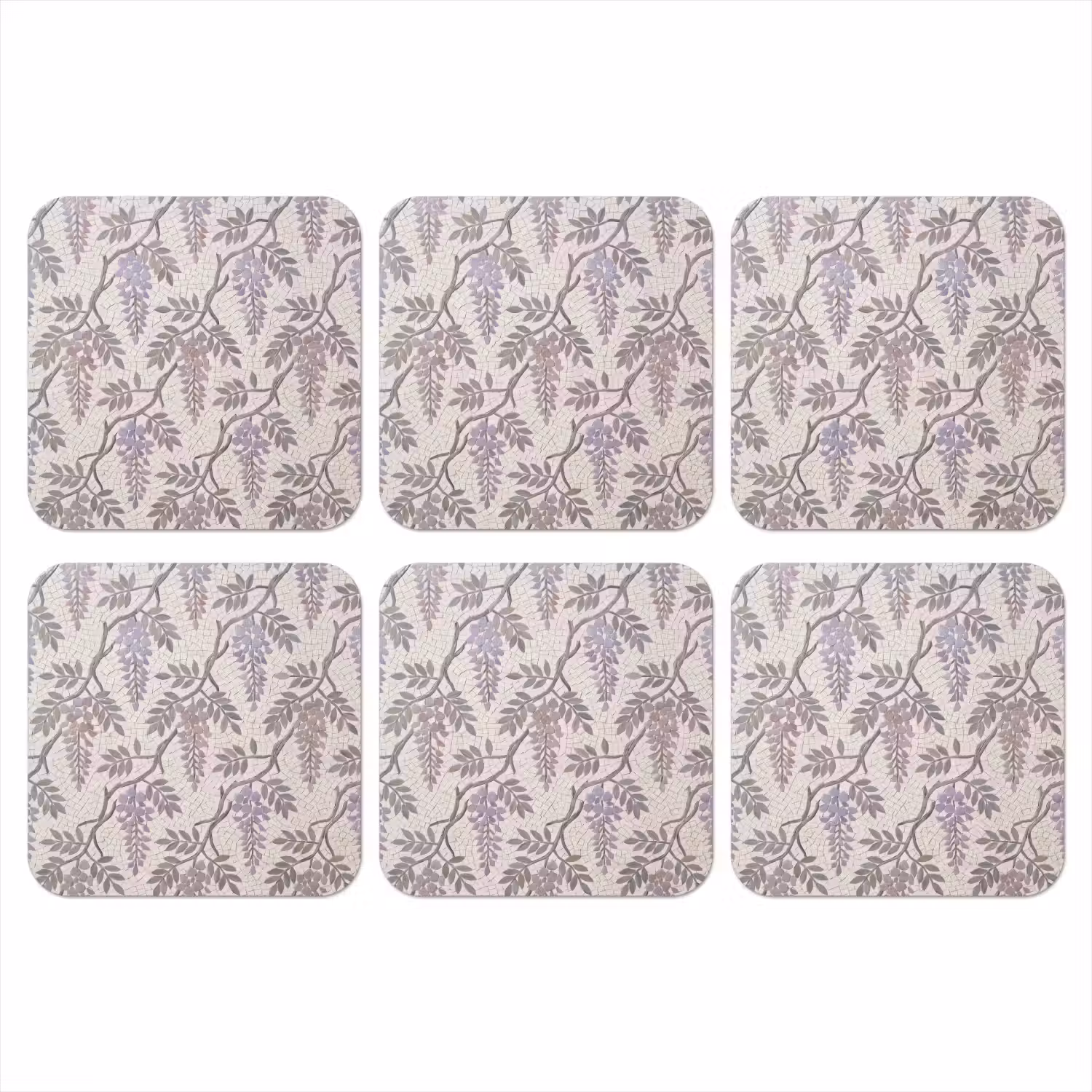 Bloemen - Mozaïek - Natuur - Patroon - Paars onderzetter kurk middel -3d