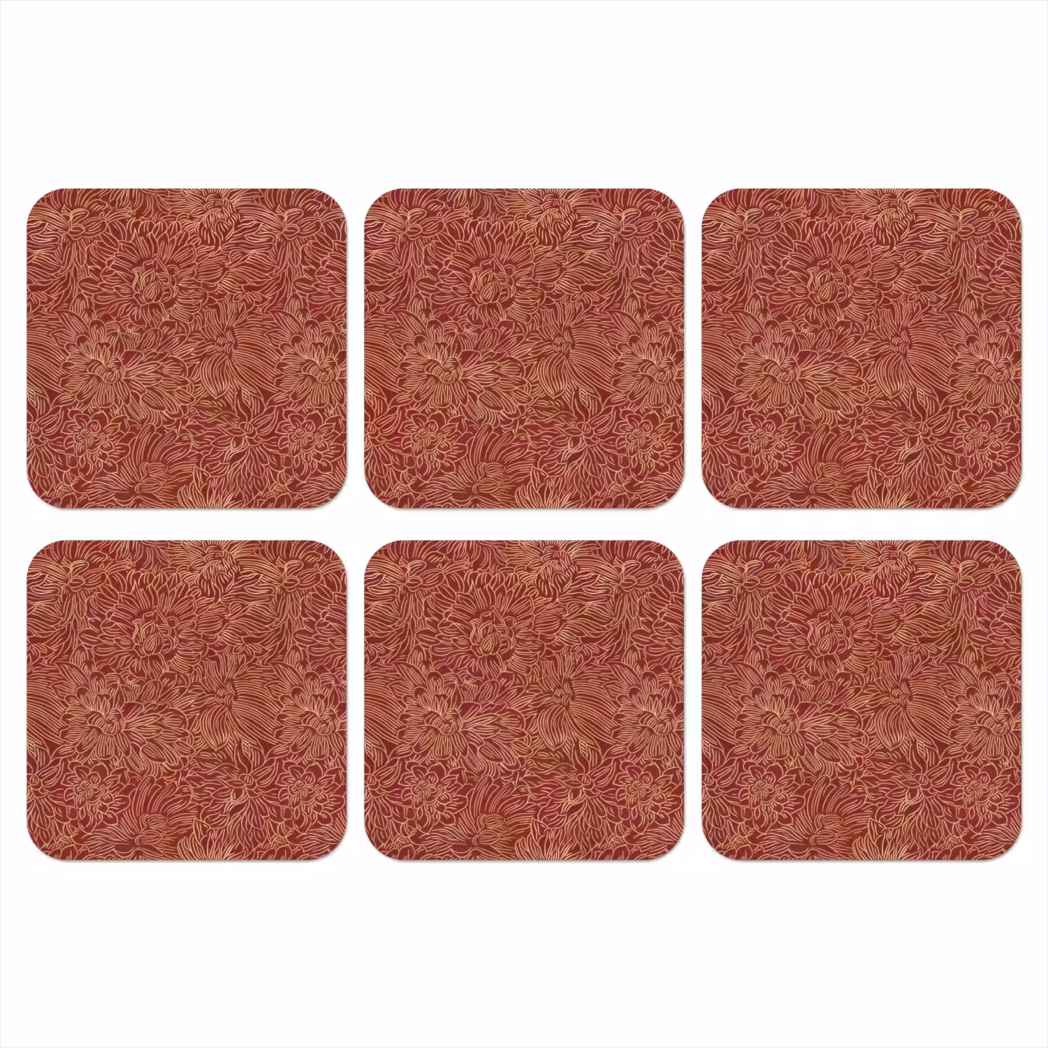 Bloemen - Motief - Rood onderzetter kurk middel 366 -3d