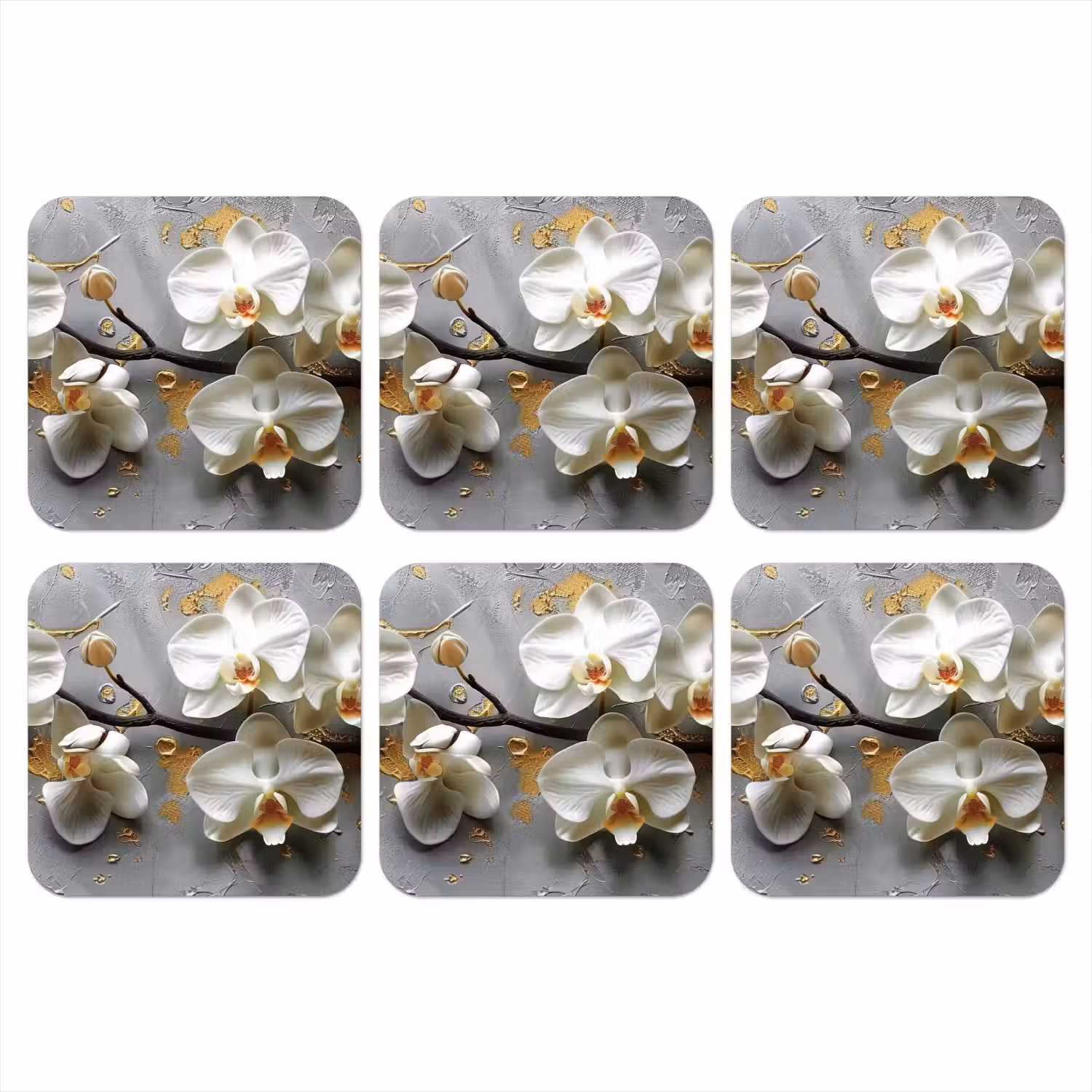 Bloemen - Orchidee - Abstract - Modern onderzetter kurk middel -3d
