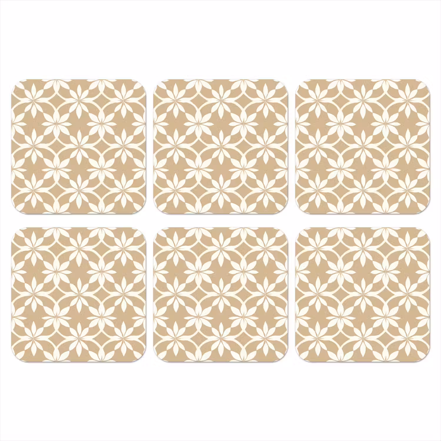 Bloemen - Patroon - Beige onderzetter kurk middel 366 -3d