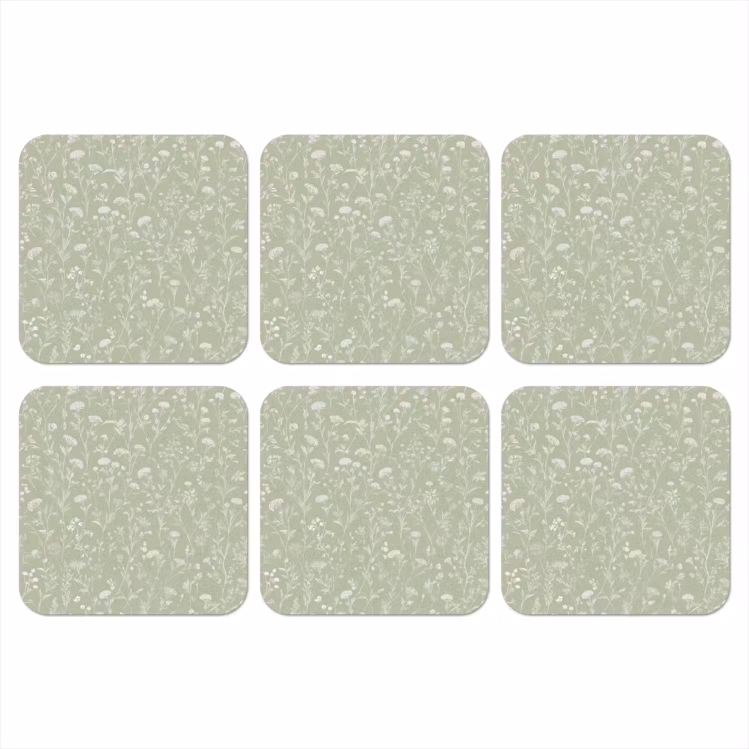 Bloemen - Patroon - Groen onderzetter kurk middel 366 -3d