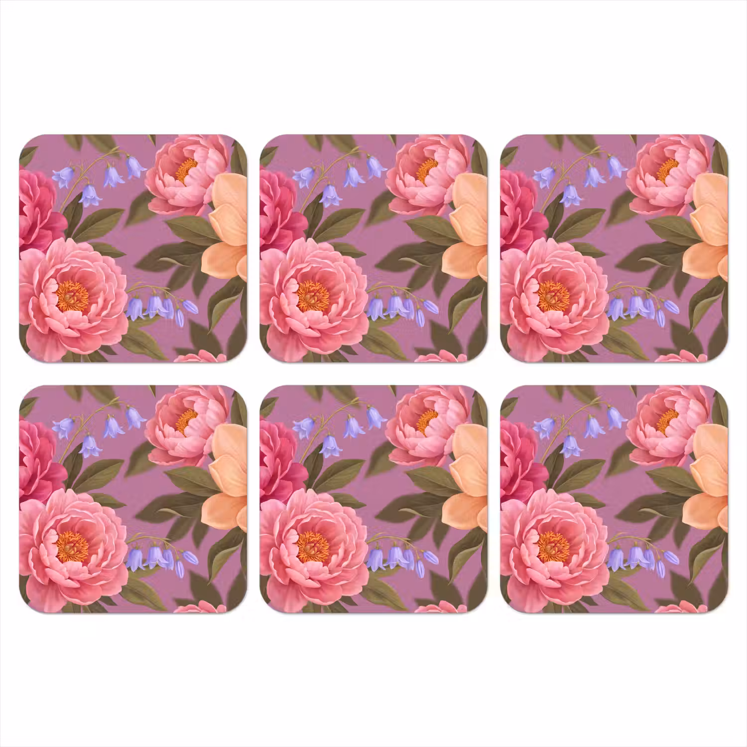 Bloemen - Patroon - Illustratie - Roze onderzetter kurk middel -3d