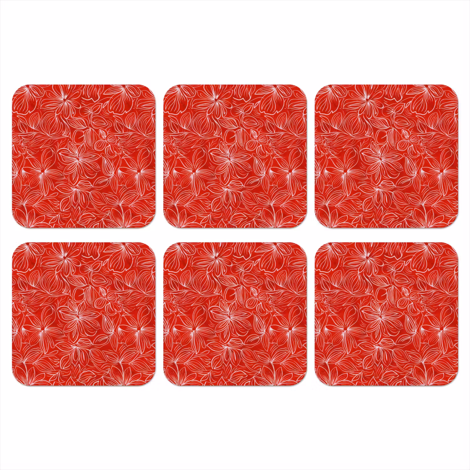 Bloemen - Patroon - Rood onderzetter kurk middel 366 -3d