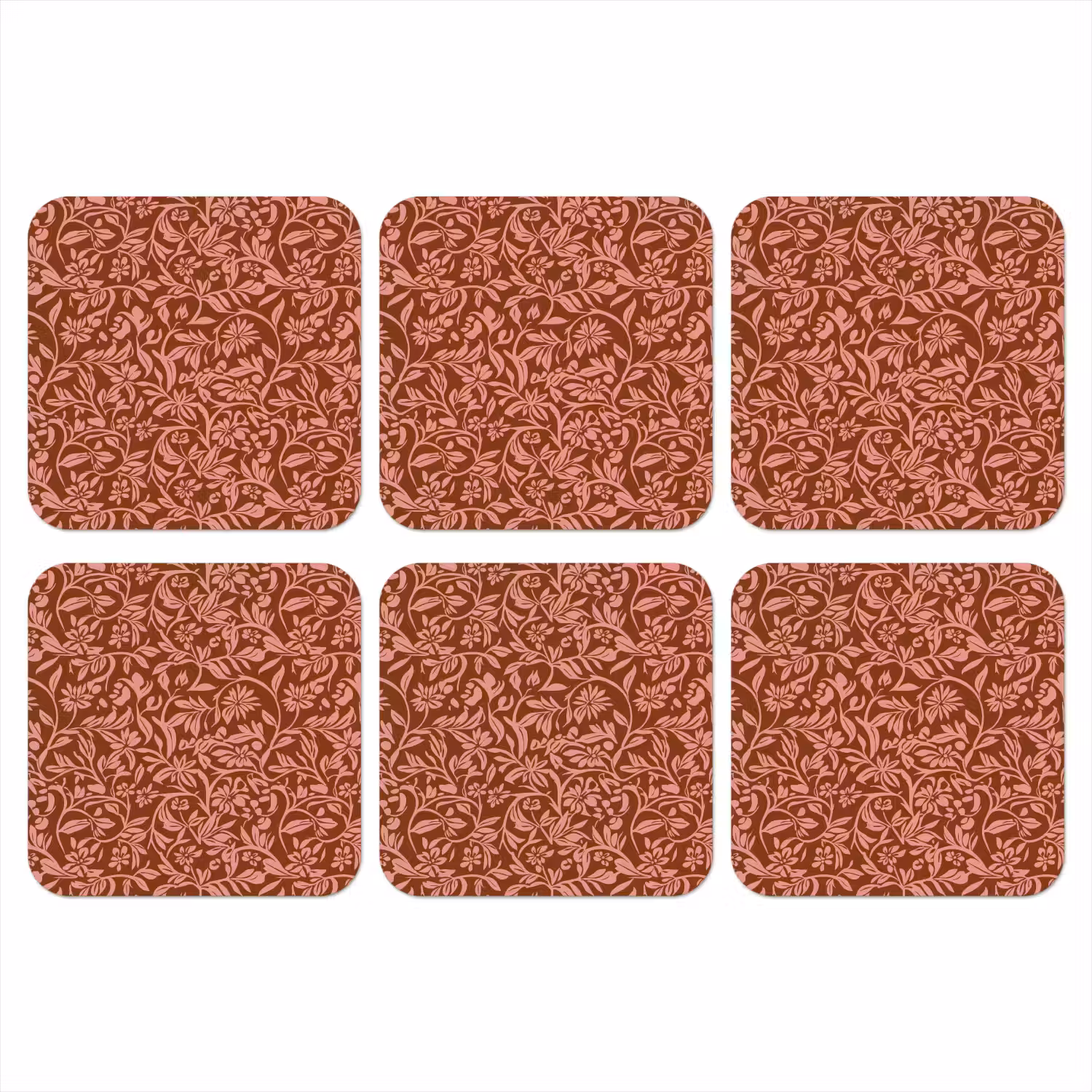 Bloemen - Print - Roze onderzetter kurk middel 366 -3d