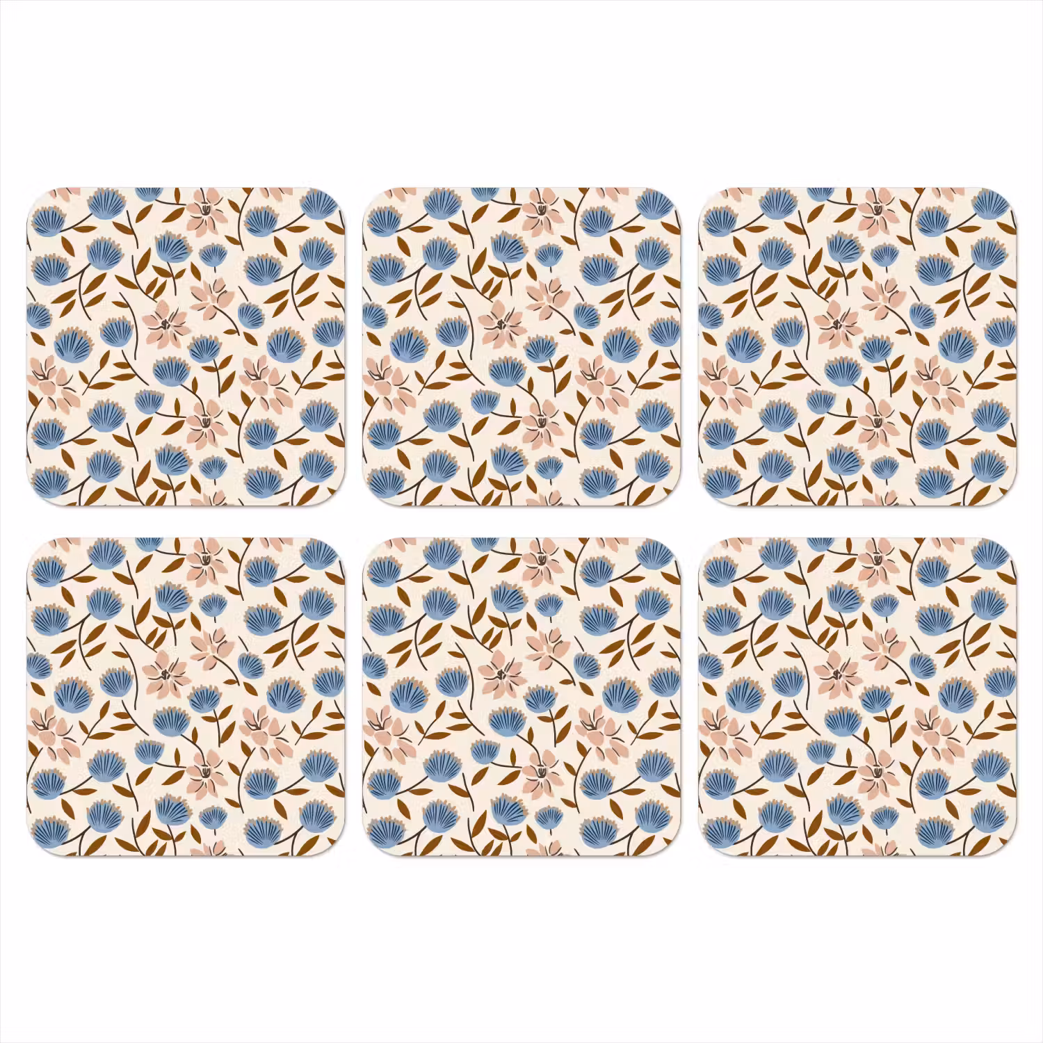 Bloemen - Wild - Blauw onderzetter kurk middel 366 -3d