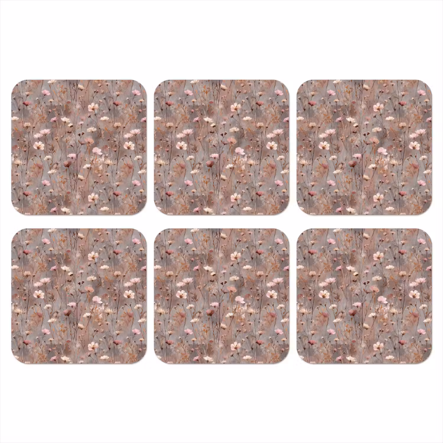 Bloemen - Wild - Pastel onderzetter kurk middel 366 -3d