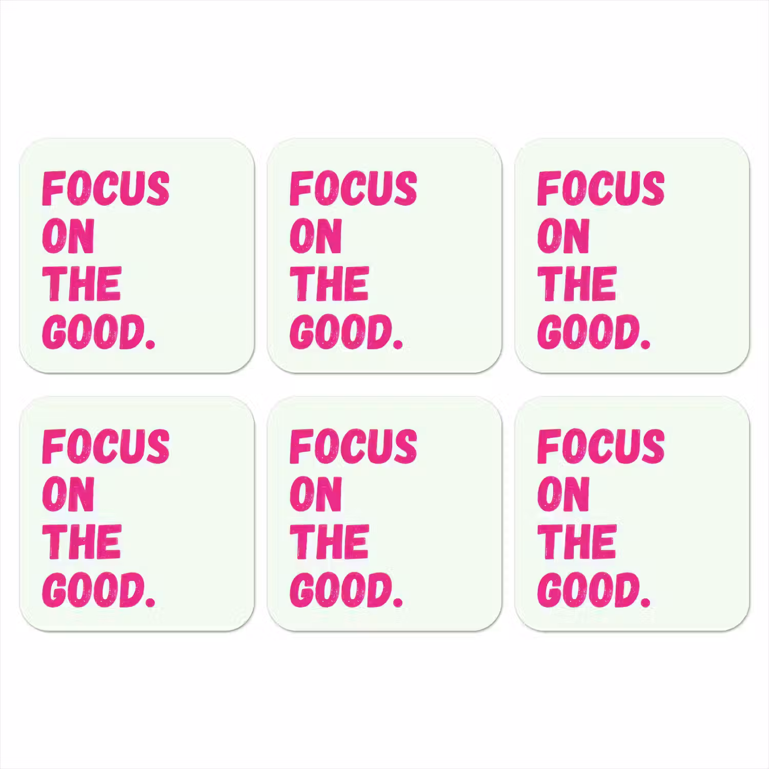 Focus on the good - Beige - Roze onderzetter kurk middel -3d