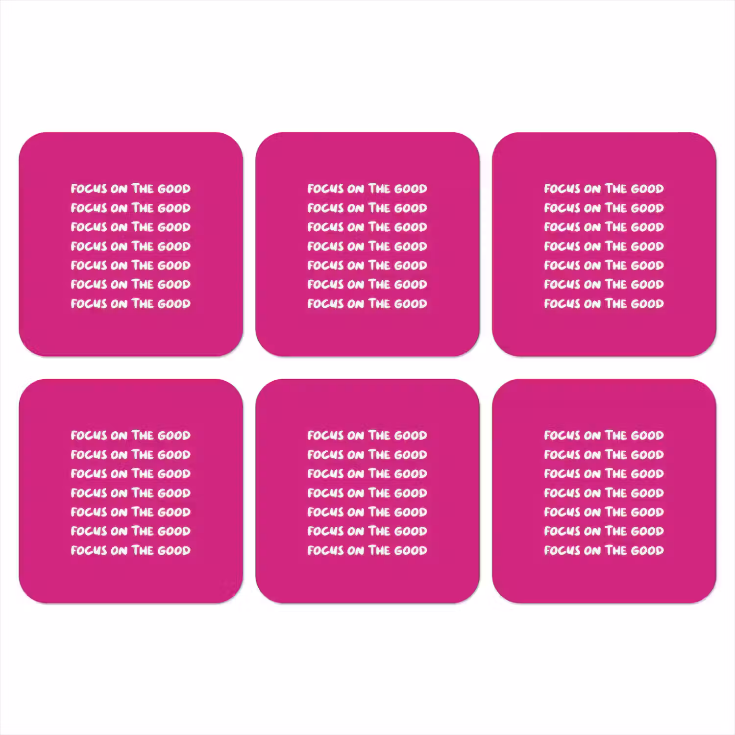 Focus on the good - Roze - wit onderzetter kurk middel -3d
