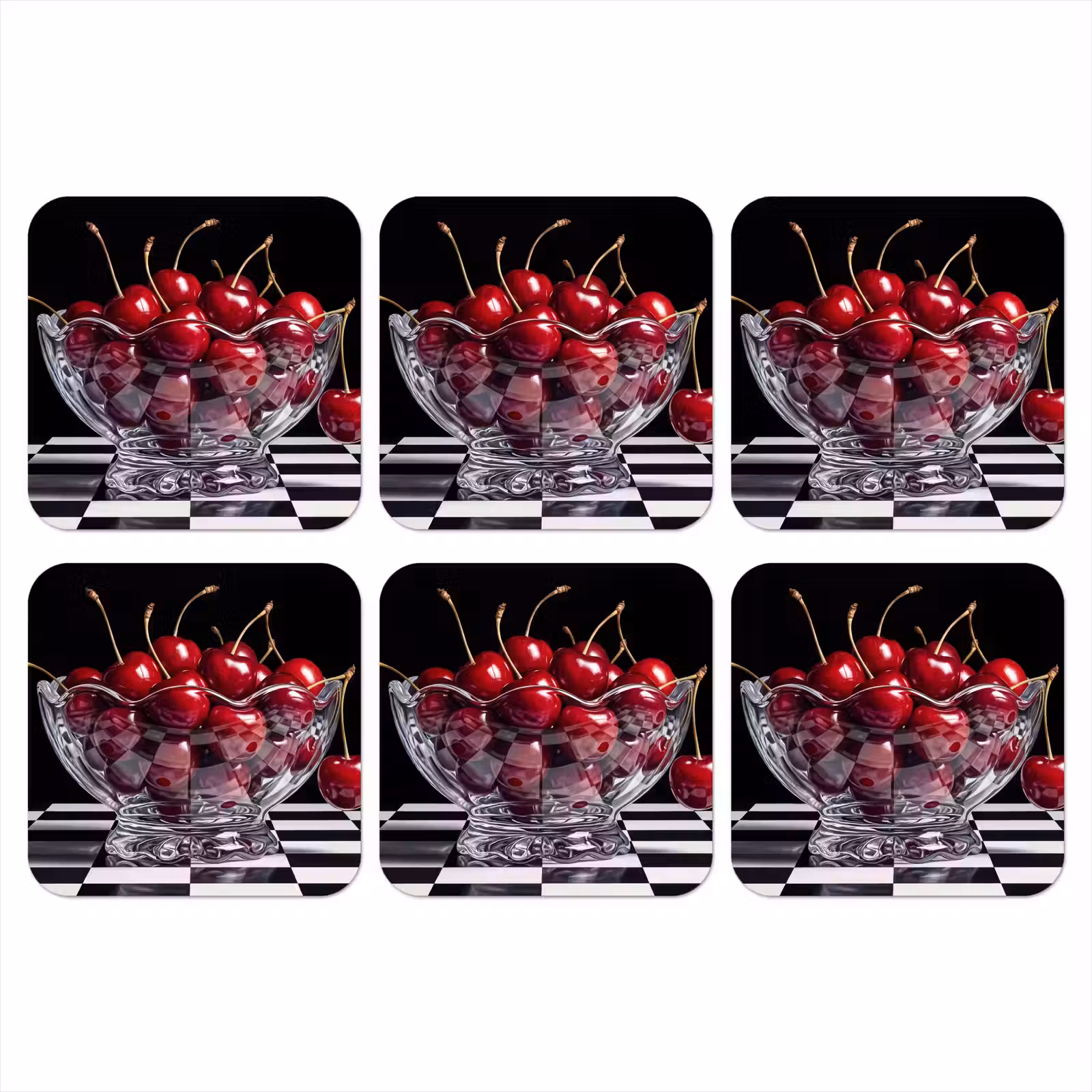 Coaster - Food - Cherries - Red - Eten - Kersen - Rood onderzetter kurk middel