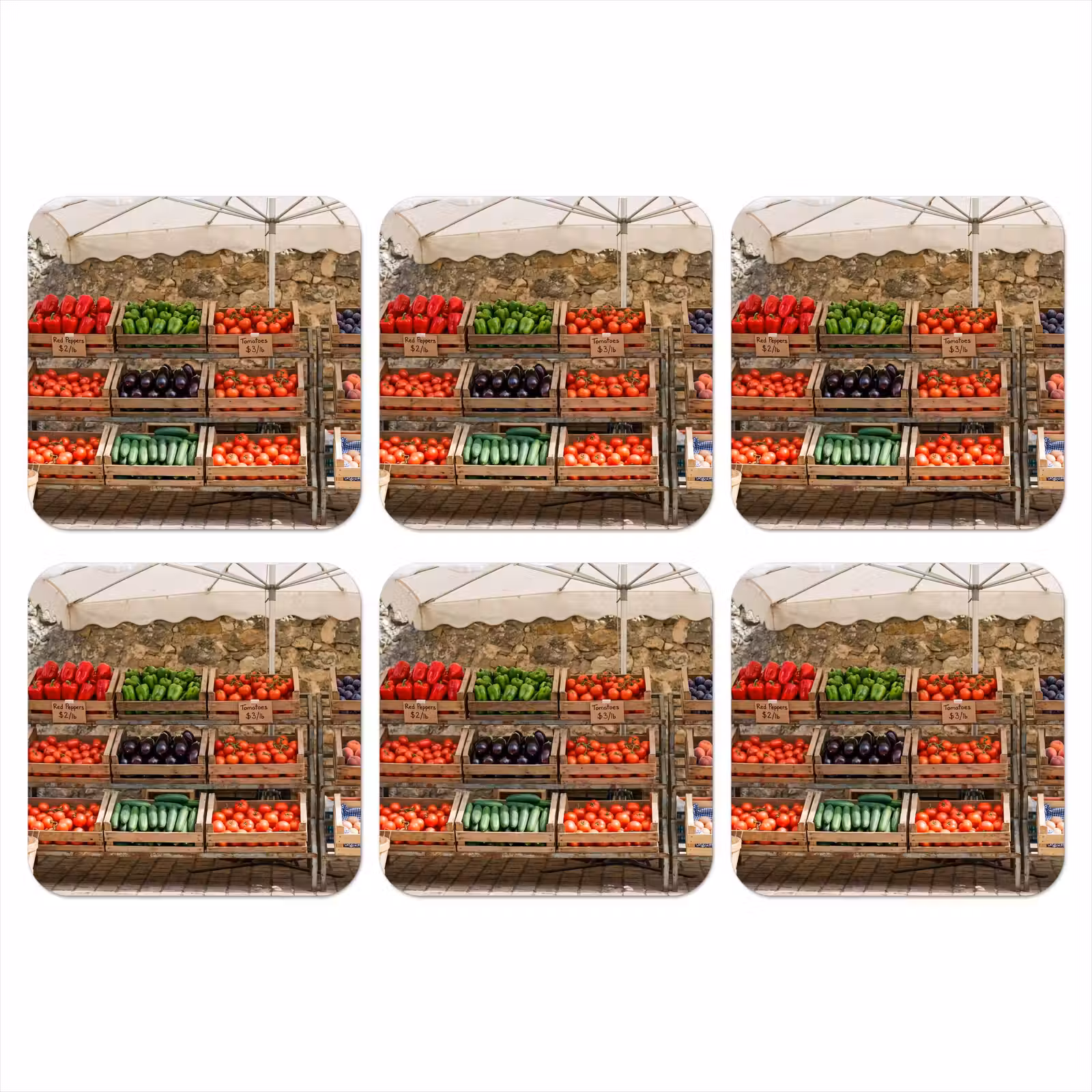 Coaster - Food - Market - Fresh - Eten - Markt - Vers onderzetter kurk middel
