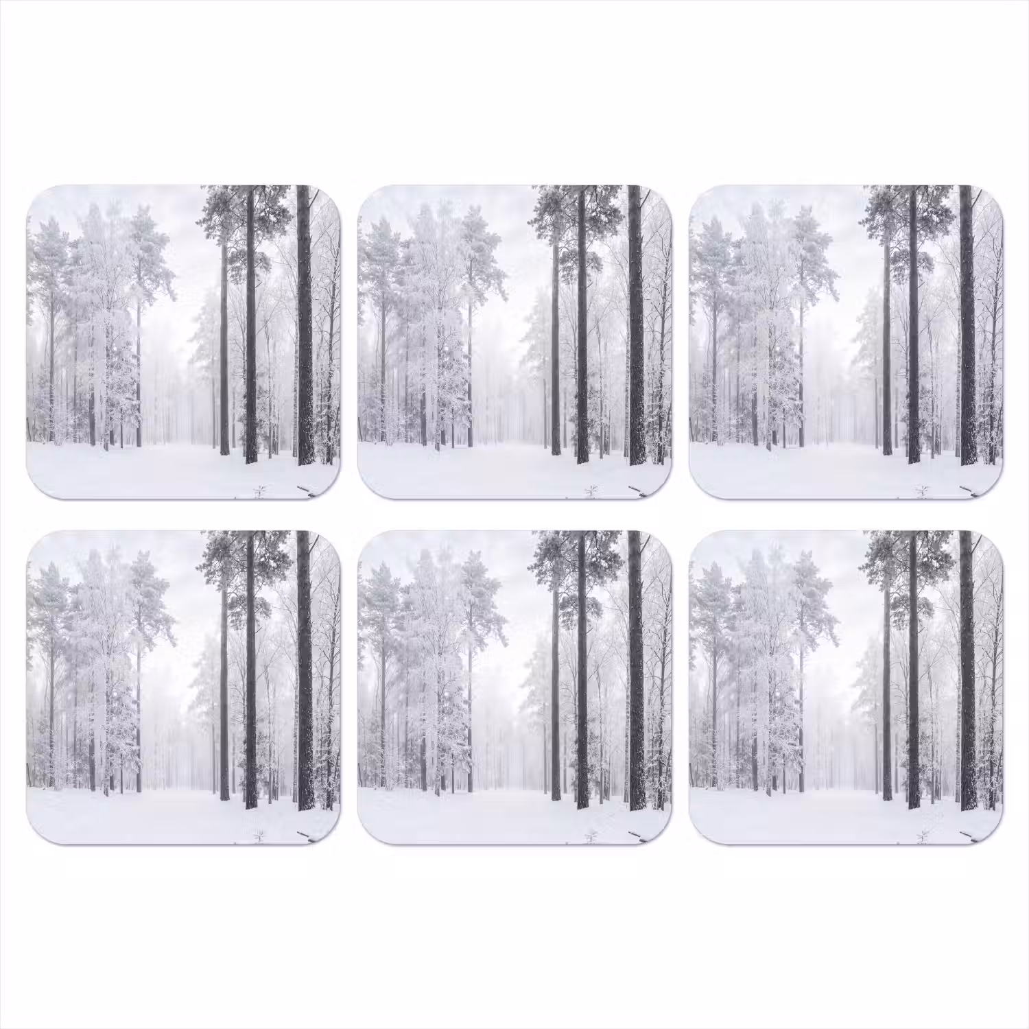 Bos - Sneeuw - Pad - Winter - Stilte onderzetter kurk middel -3d