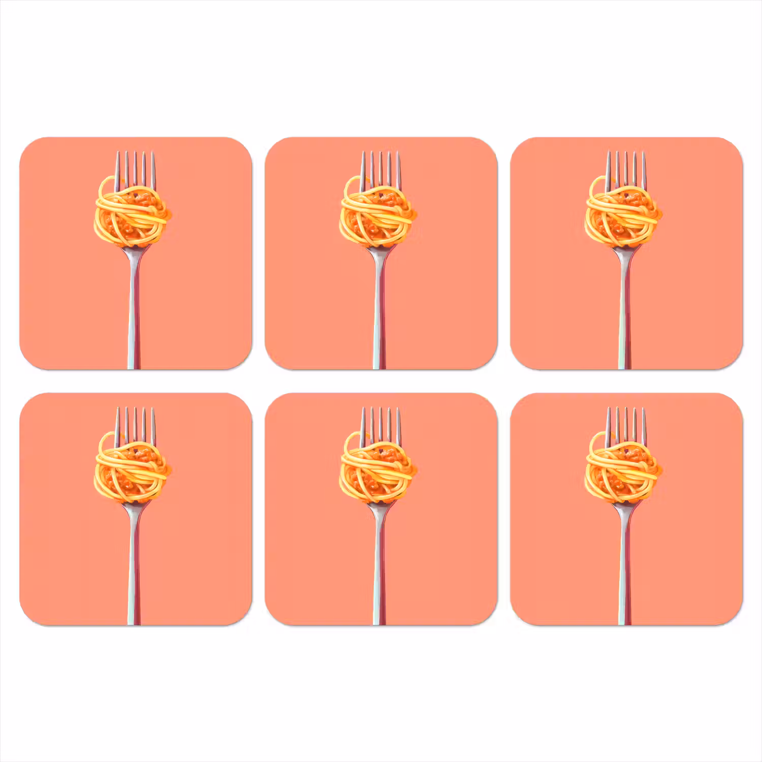 Vork - Spaghetti - Artistiek - Roze onderzetter kurk middel -3d