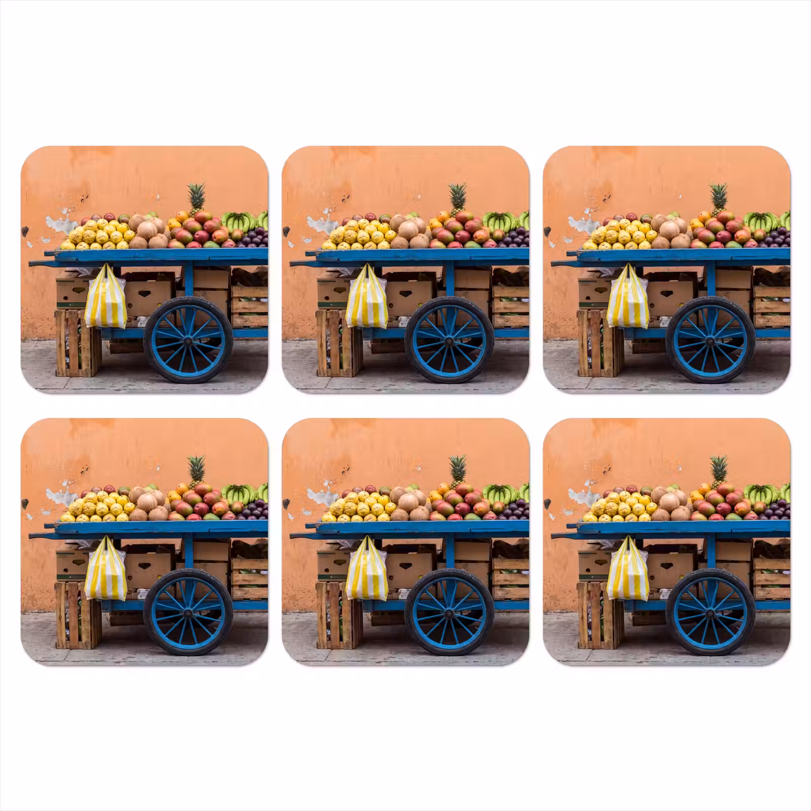 Coaster - Fruit - Cart - Street - Fruit - Kar - Straat onderzetter kurk middel