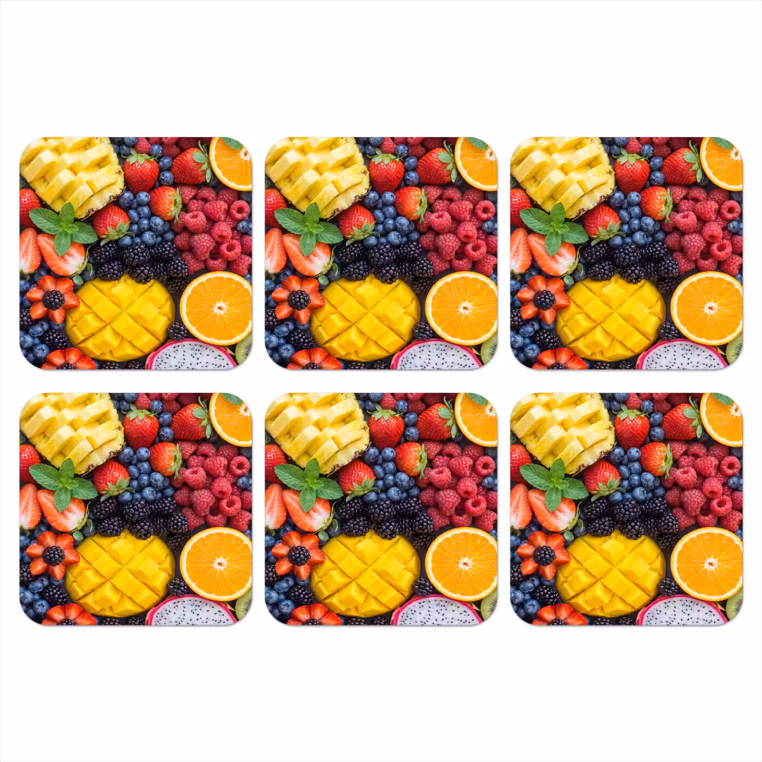 Fruit - Vers - Kleurrijk - Eten onderzetter kurk middel -3d