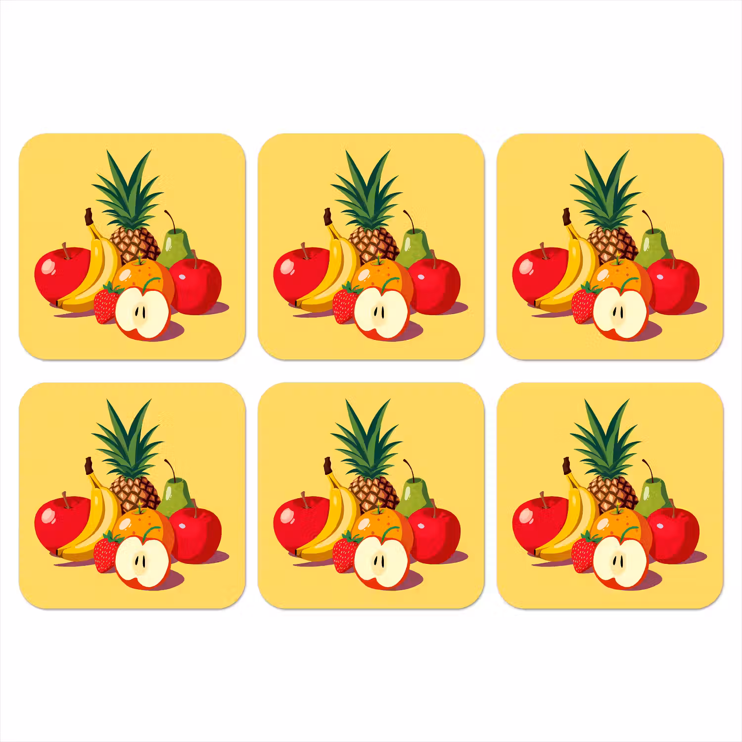 Fruit - Illustratie - Kleurrijk onderzetter kurk middel -3d
